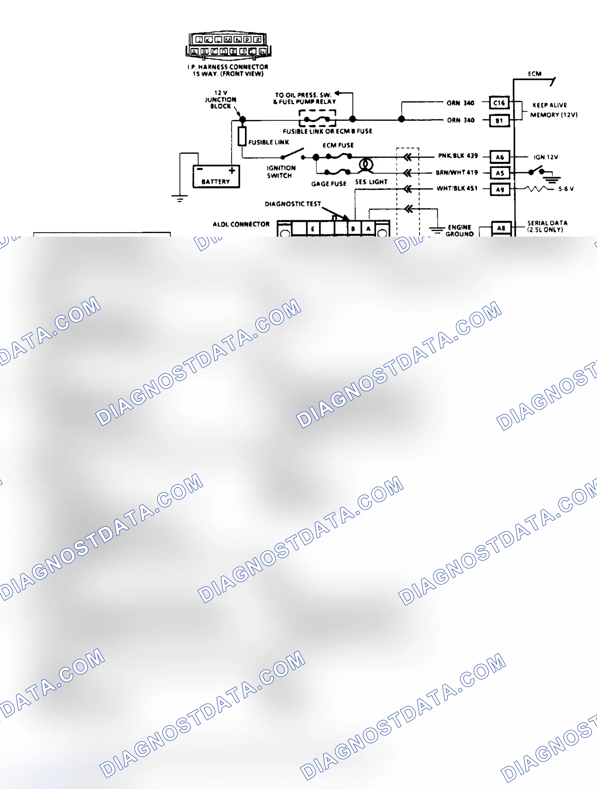 Scheme 30: Chart A2, No ALDL Data or Won't Flash Code 12, "SES" Light On Steady