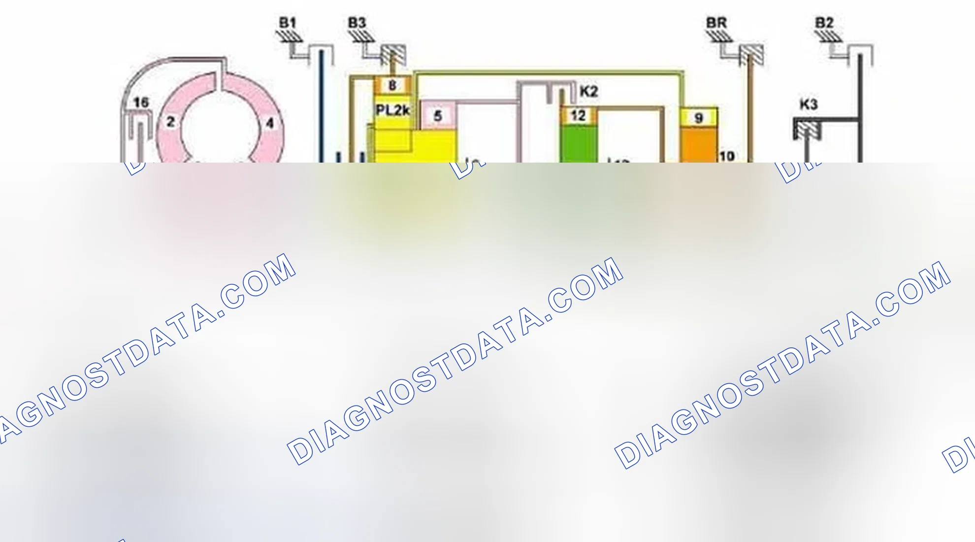 Scheme 416: Power Flow In Reverse Gear, Program Selection "C" Function Diagram - Transmission 722.9