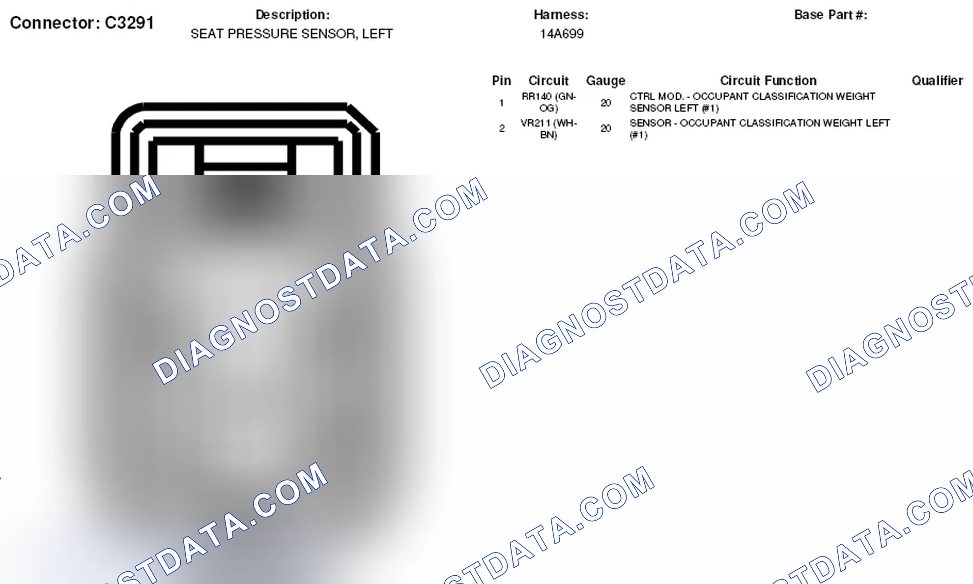 Scheme 361: Left Seat Pressure Sensor Connector End View (C3291)