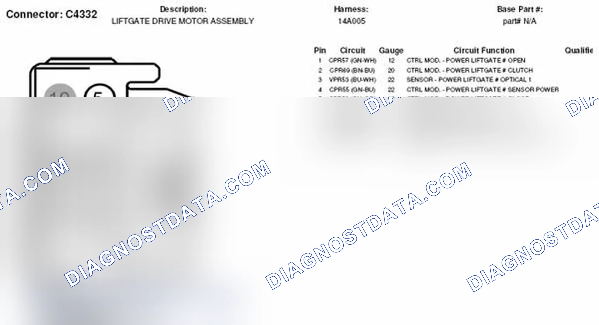 Scheme 320: Liftgate Drive Motor Assembly Connector End View (C4332)
