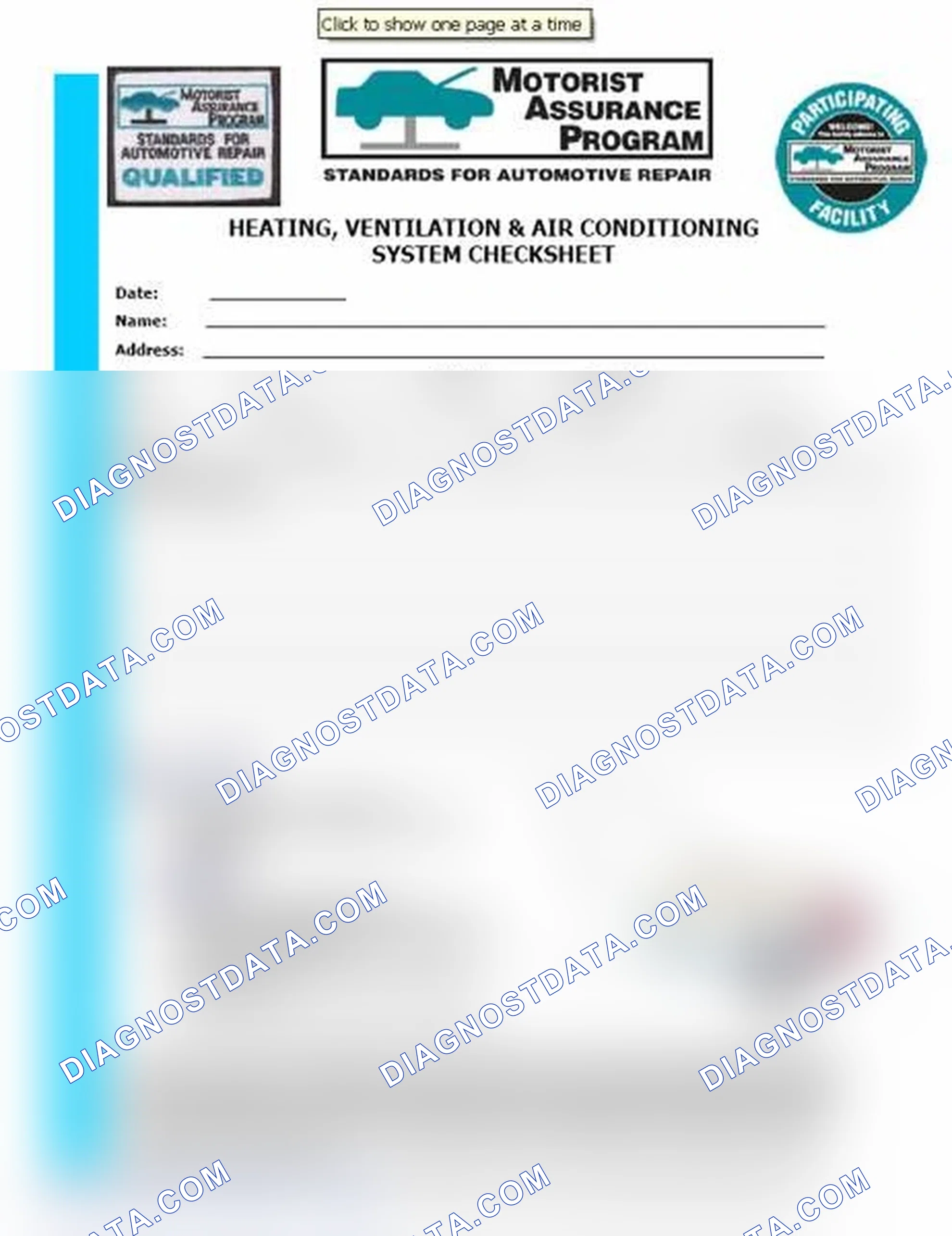 Scheme 15: Heating, Ventilation & Air Conditioning System Checksheet (1 Of 2)