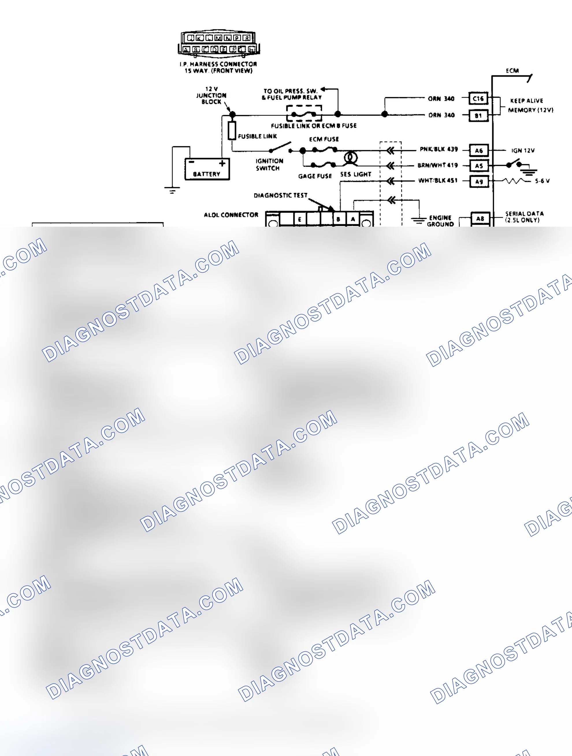 Scheme 30: Chart A2, No ALDL Data or Won't Flash Code 12, "SES" Light On Steady