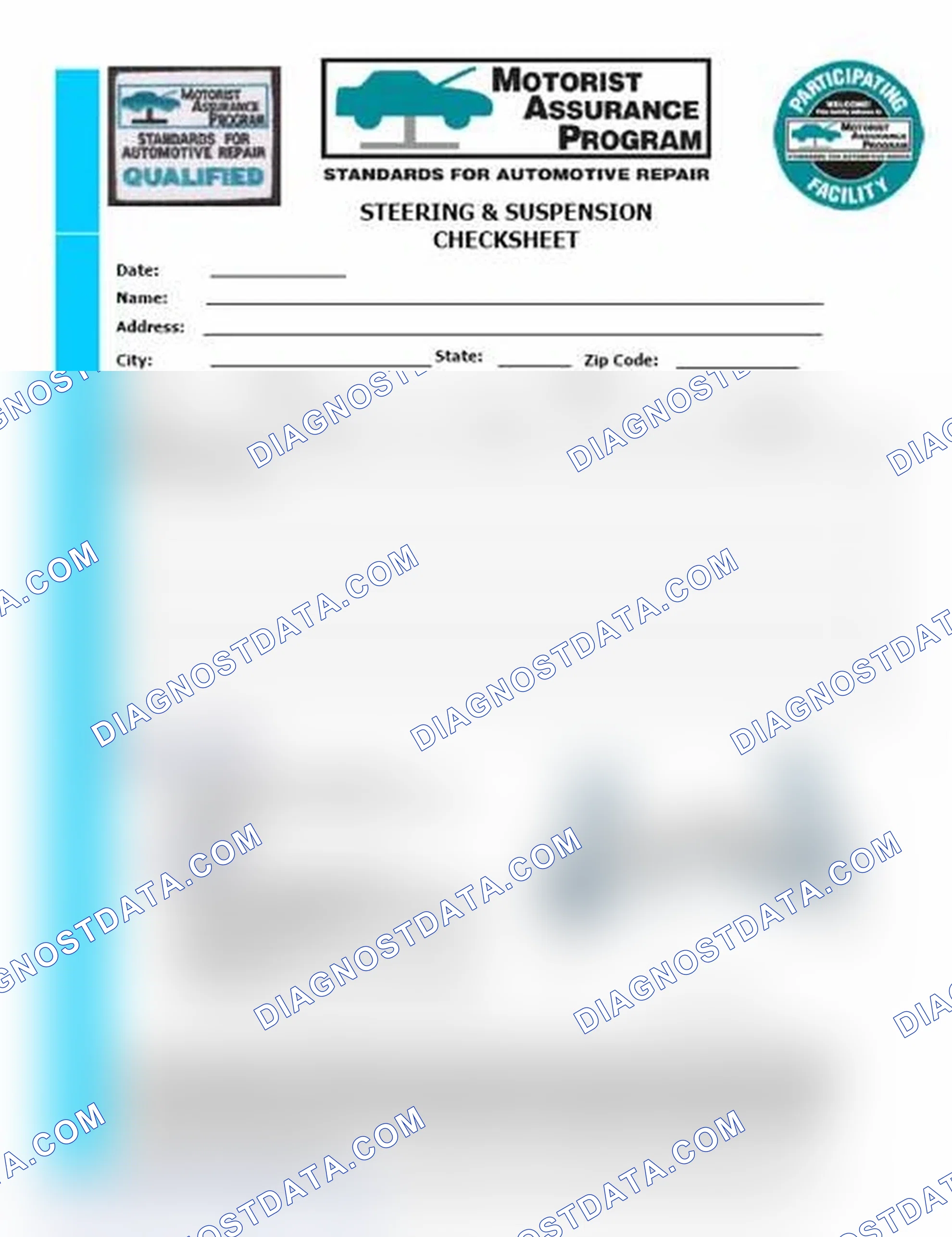 Scheme 11: Steering & Suspension Checksheet (1 Of 2)