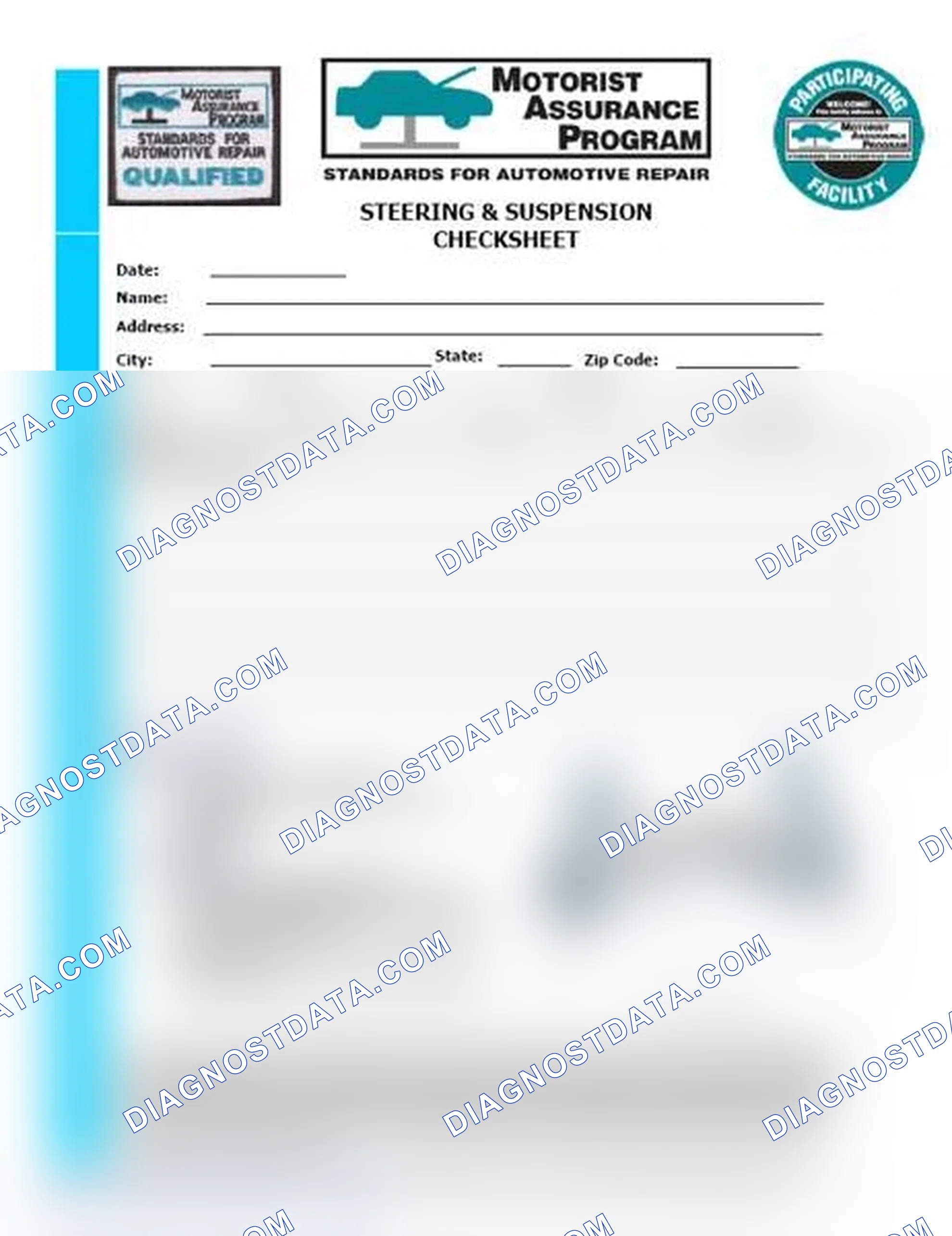 Scheme 11: Steering & Suspension Checksheet (1 Of 2)