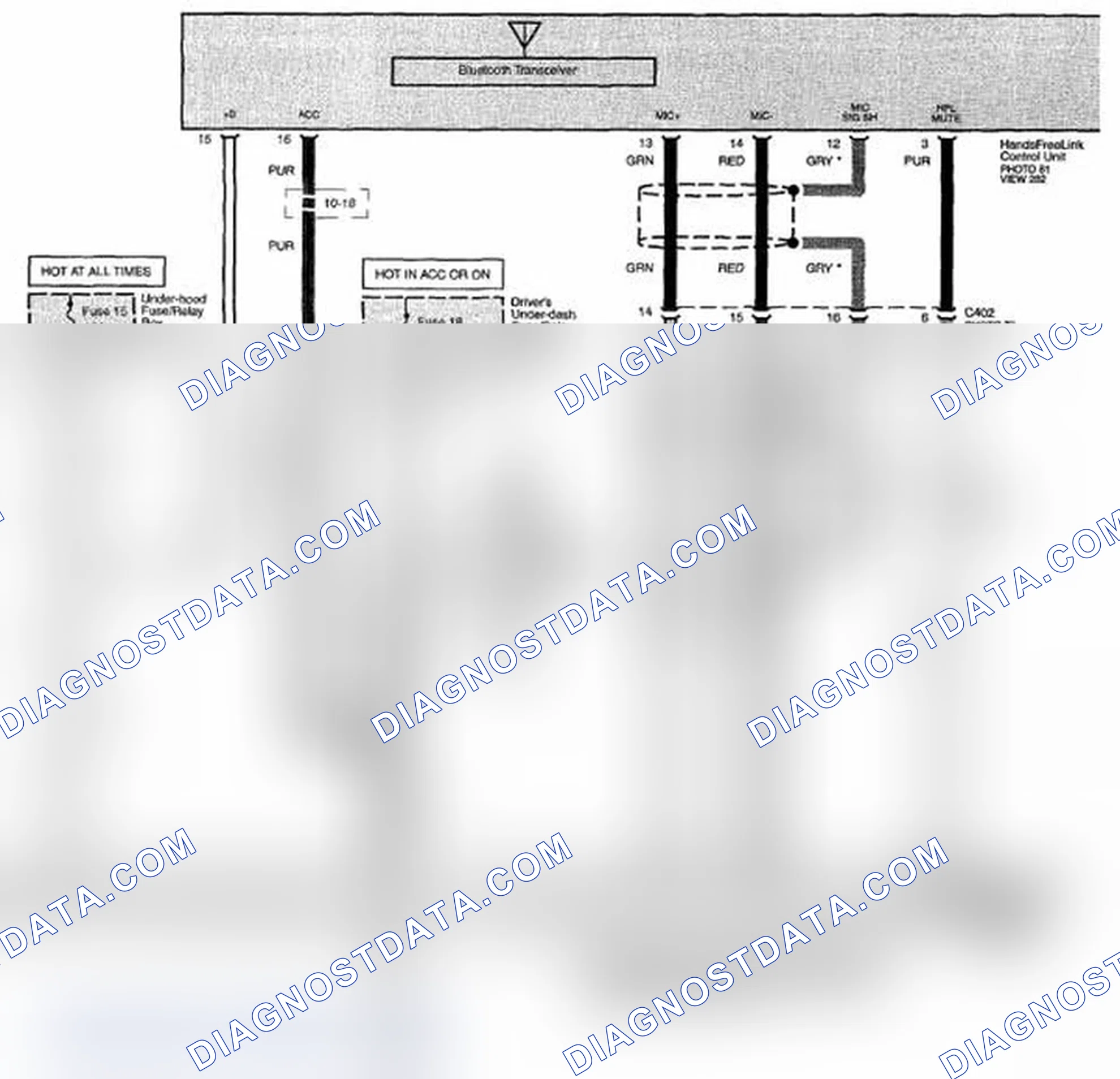 Scheme 309: HFL System (HandsFreeLink) Circuit Diagram - Without Navigation (Page 152-3)