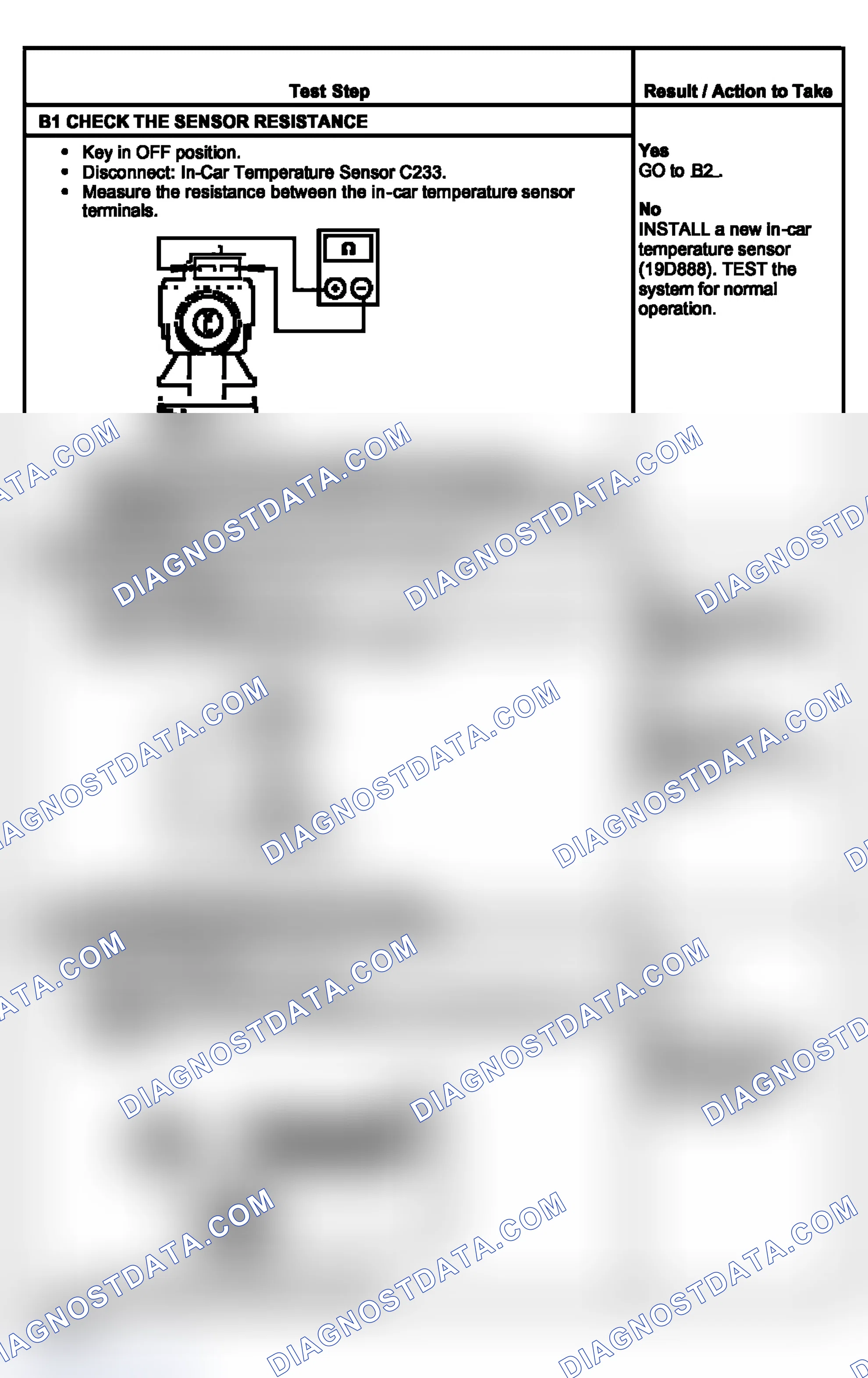 Scheme 19: PINPOINT TEST B: DTC B1251 OR DTC B1253 - A/C IN-CAR TEMPERATURE SENSOR OPEN CIRCUIT OR SHORT TO GRO