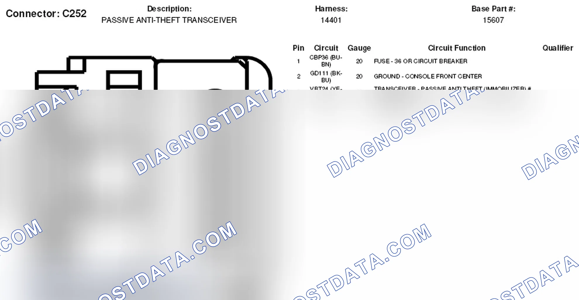 Scheme 78: Passive Anti-Theft Transceiver Connector End View (C252)