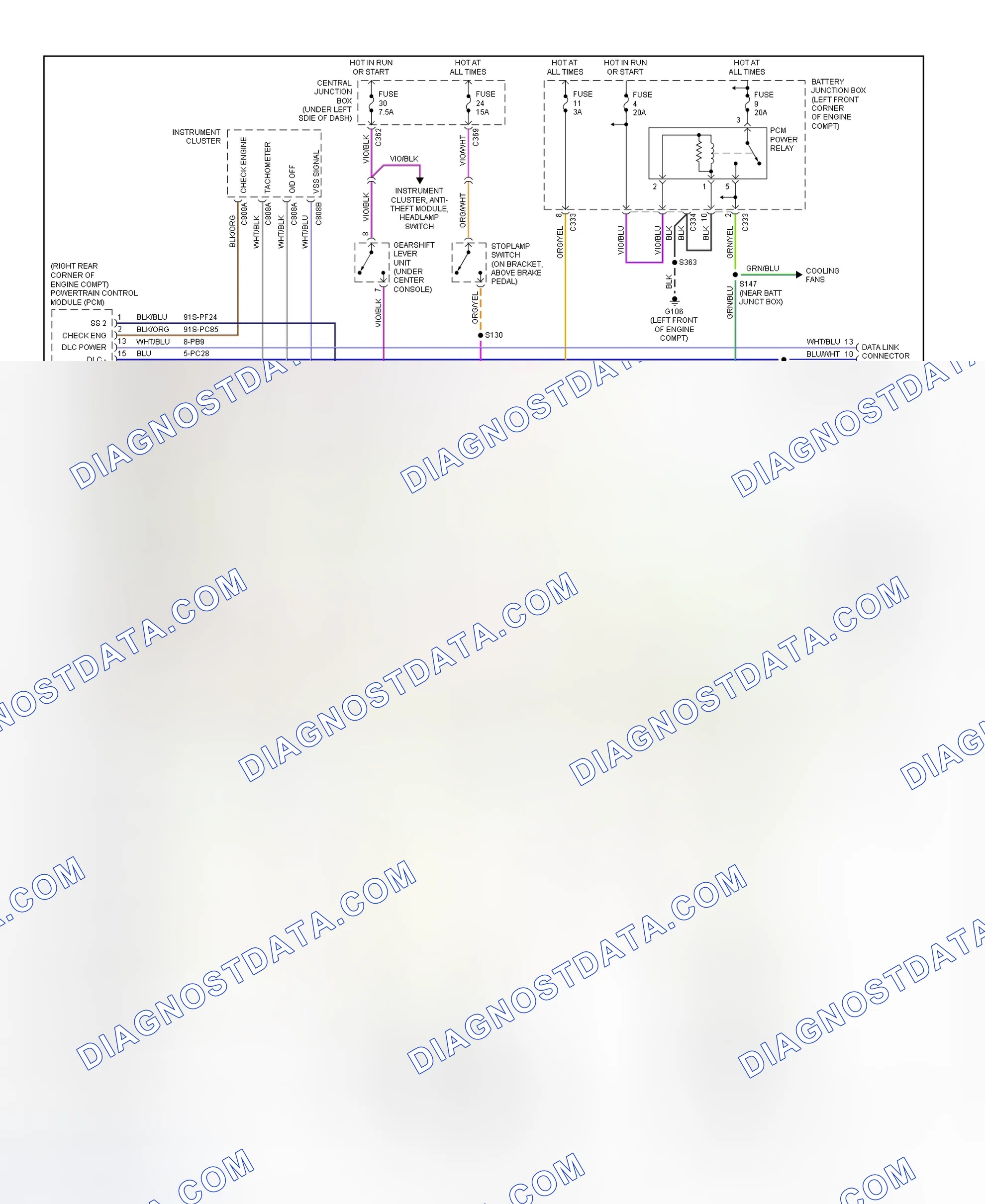 Scheme 213: 1999 Cougar Transaxle Wiring Diagram