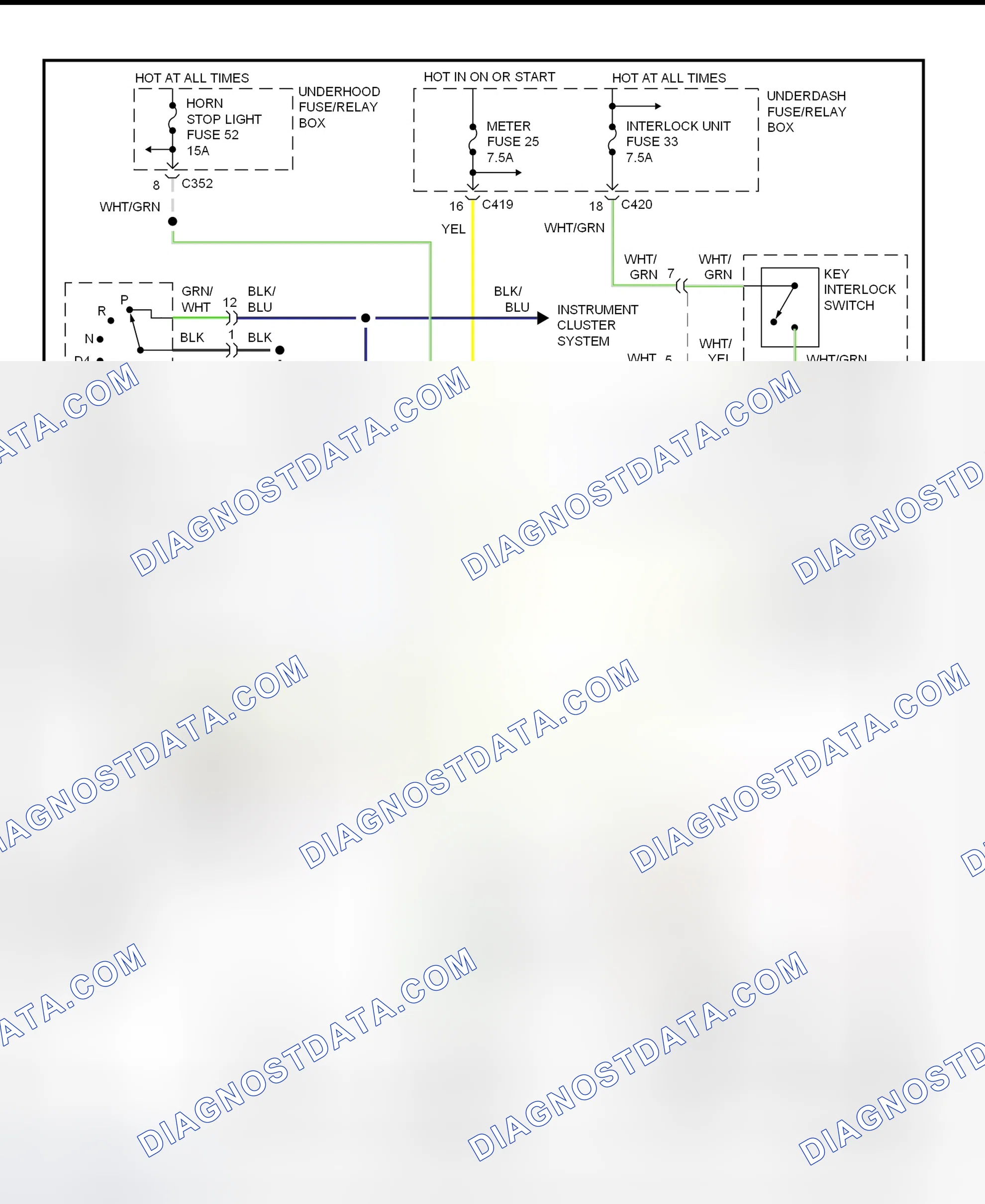 Scheme 67: Shift & Key Interlock System Wiring Diagram (Honda Civic)