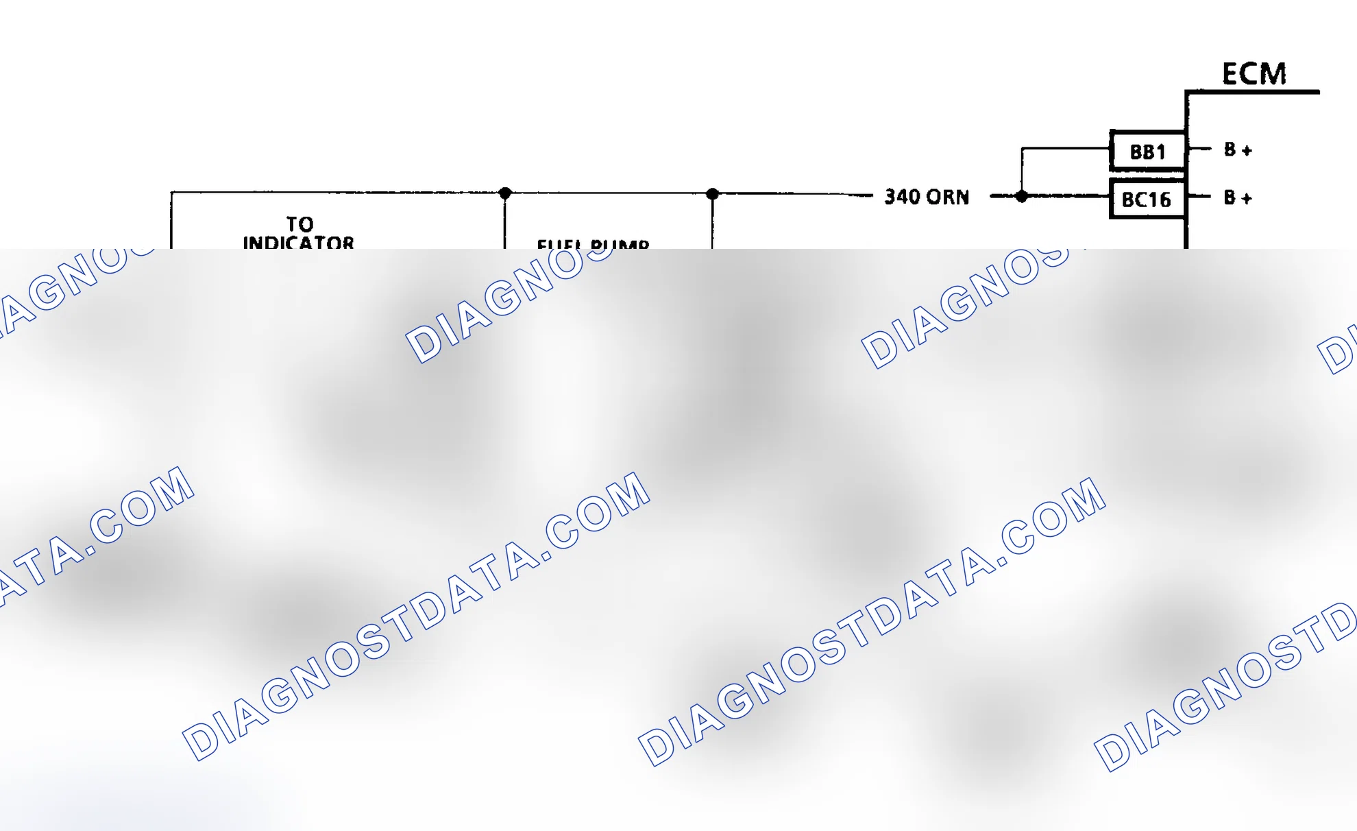Scheme 222: Code 54, Schematic, F Body, Fuel Pump Voltage Low