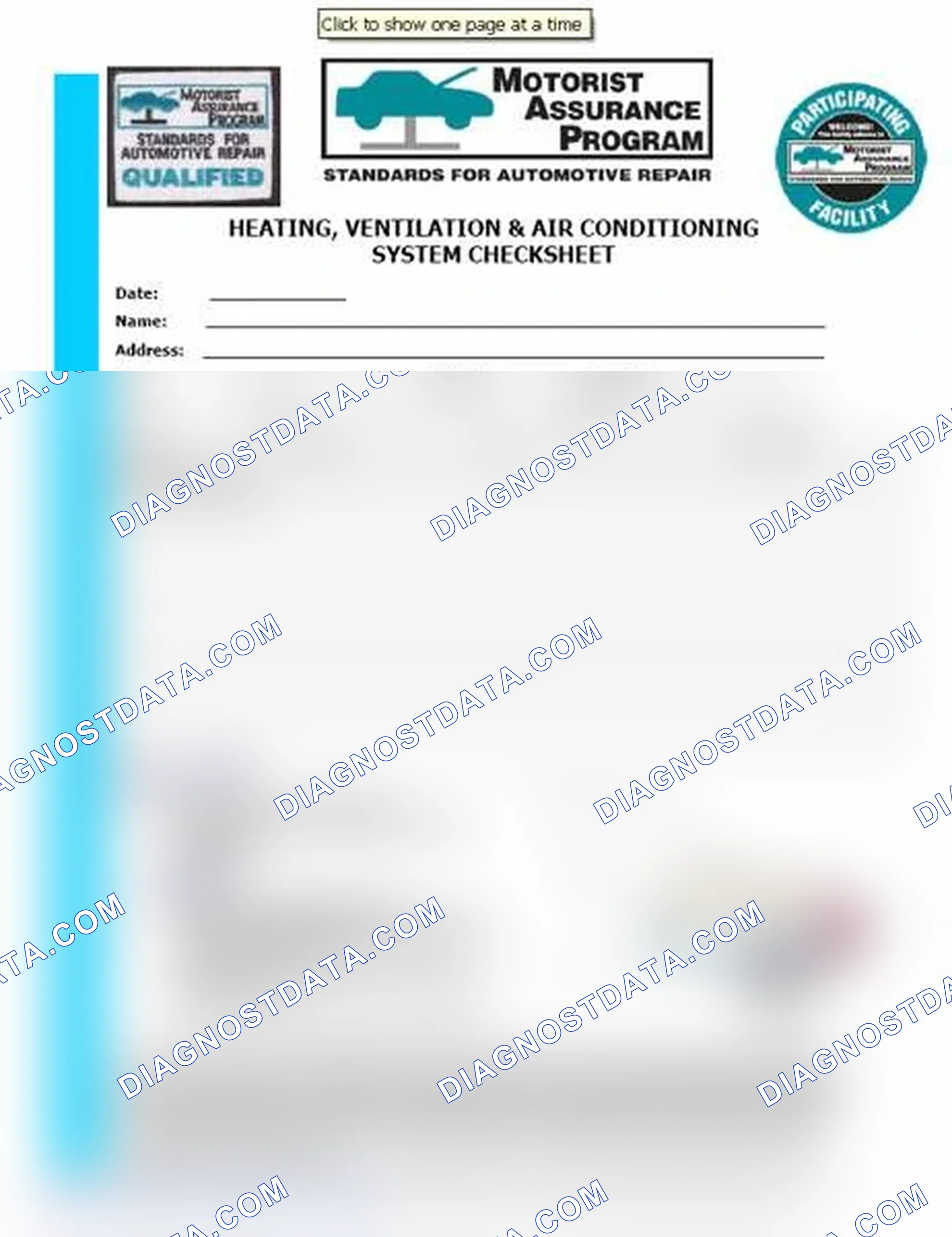 Scheme 15: Heating, Ventilation & Air Conditioning System Checksheet (1 Of 2)