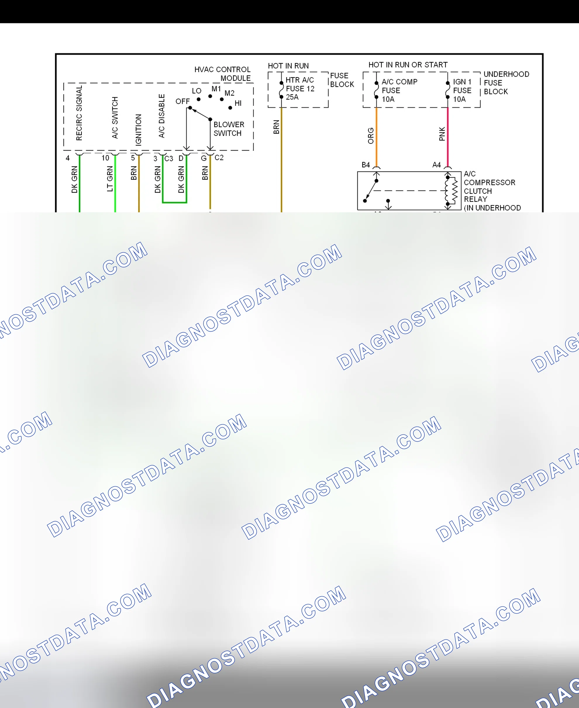 Scheme 14: A/C Compressor Clutch Control Circuit Wiring Diagram ("C" & "K" Pickups, Suburban, Tahoe & Yukon - Diesel Engine)