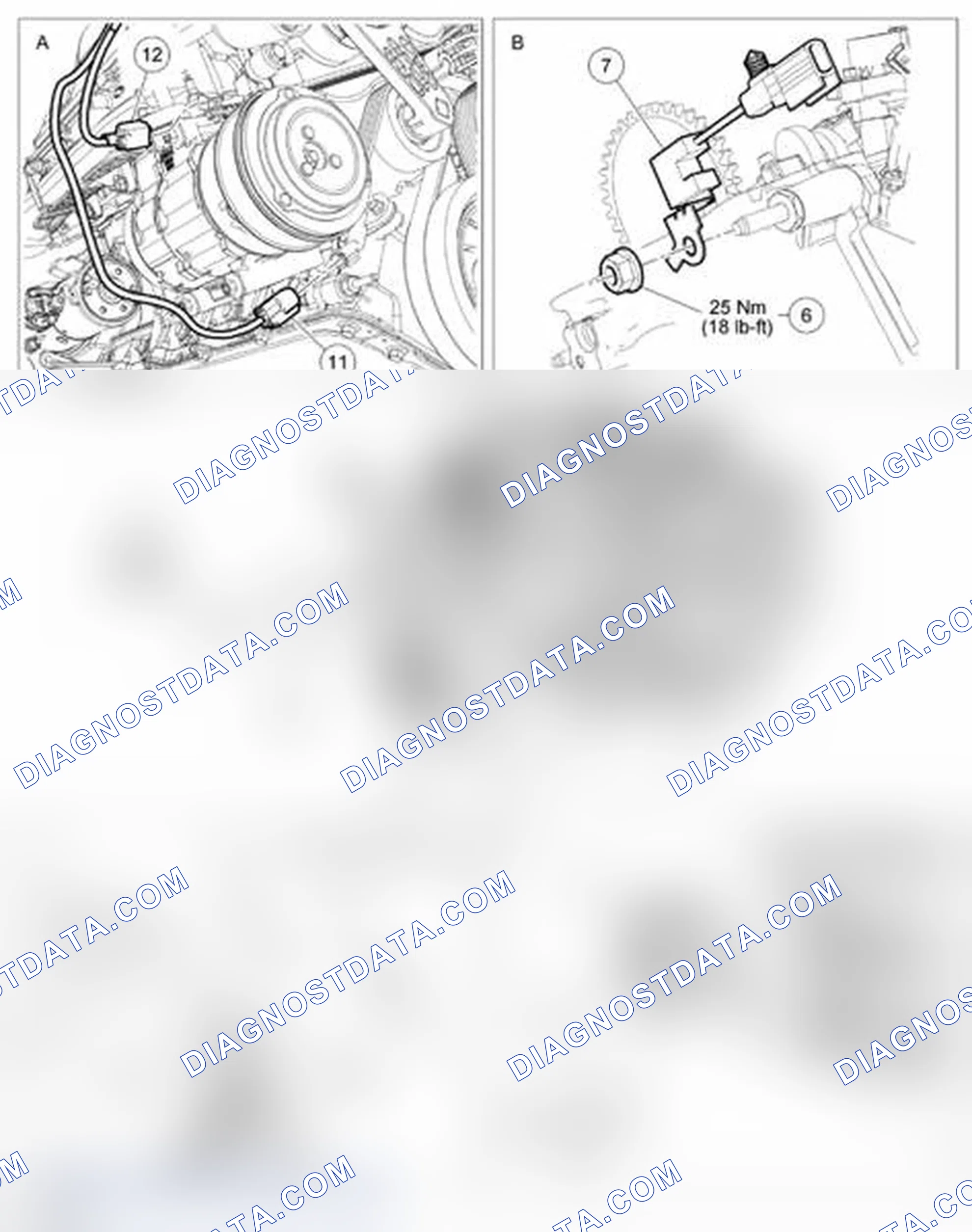 Scheme 352: Power Steering Pump, Coolant Pump Pulley, Radio Interference Capacitors and Electrical Connections