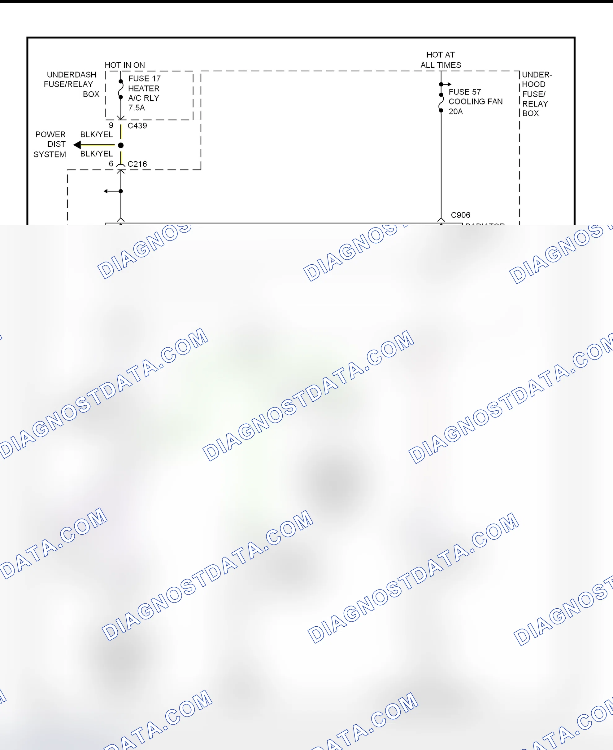 Scheme 17: Electric Cooling Fan System Wiring Diagram (1998 Integra Without A/C)