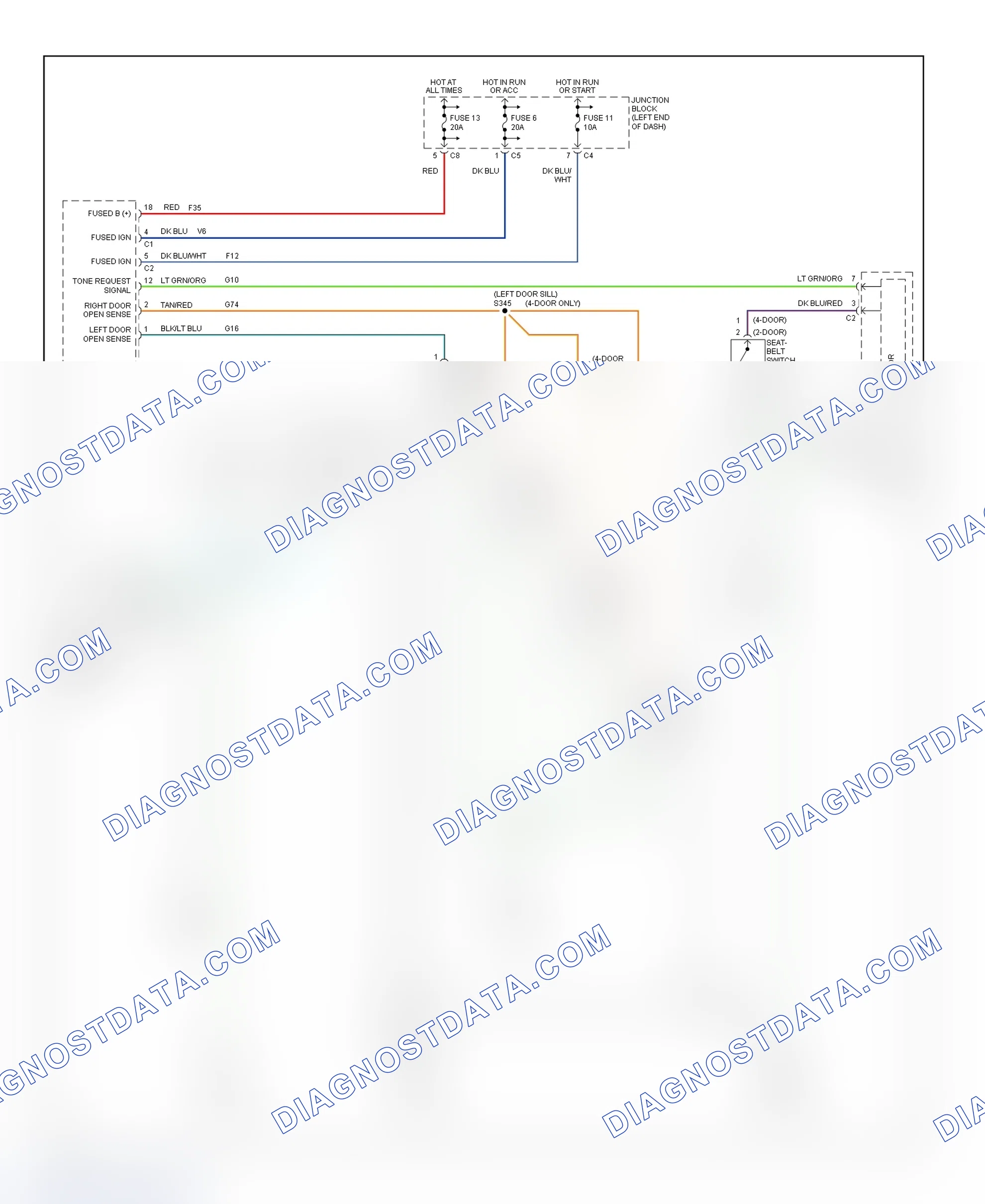 Fig. 5: Warning Systems Wiring Diagram (Dakota - Base Model)