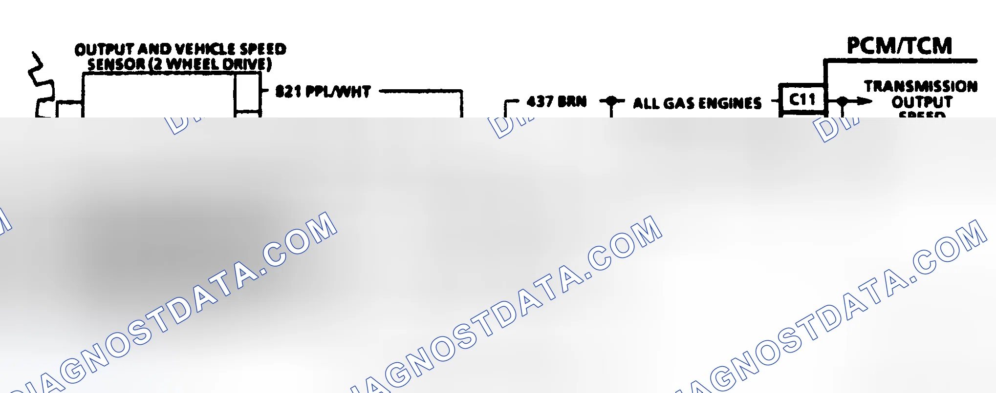 Scheme 489: OUTPUT SPEED SENSOR CIRCUIT (1991 2WD - EXCEPT "C" & "K" SERIES)