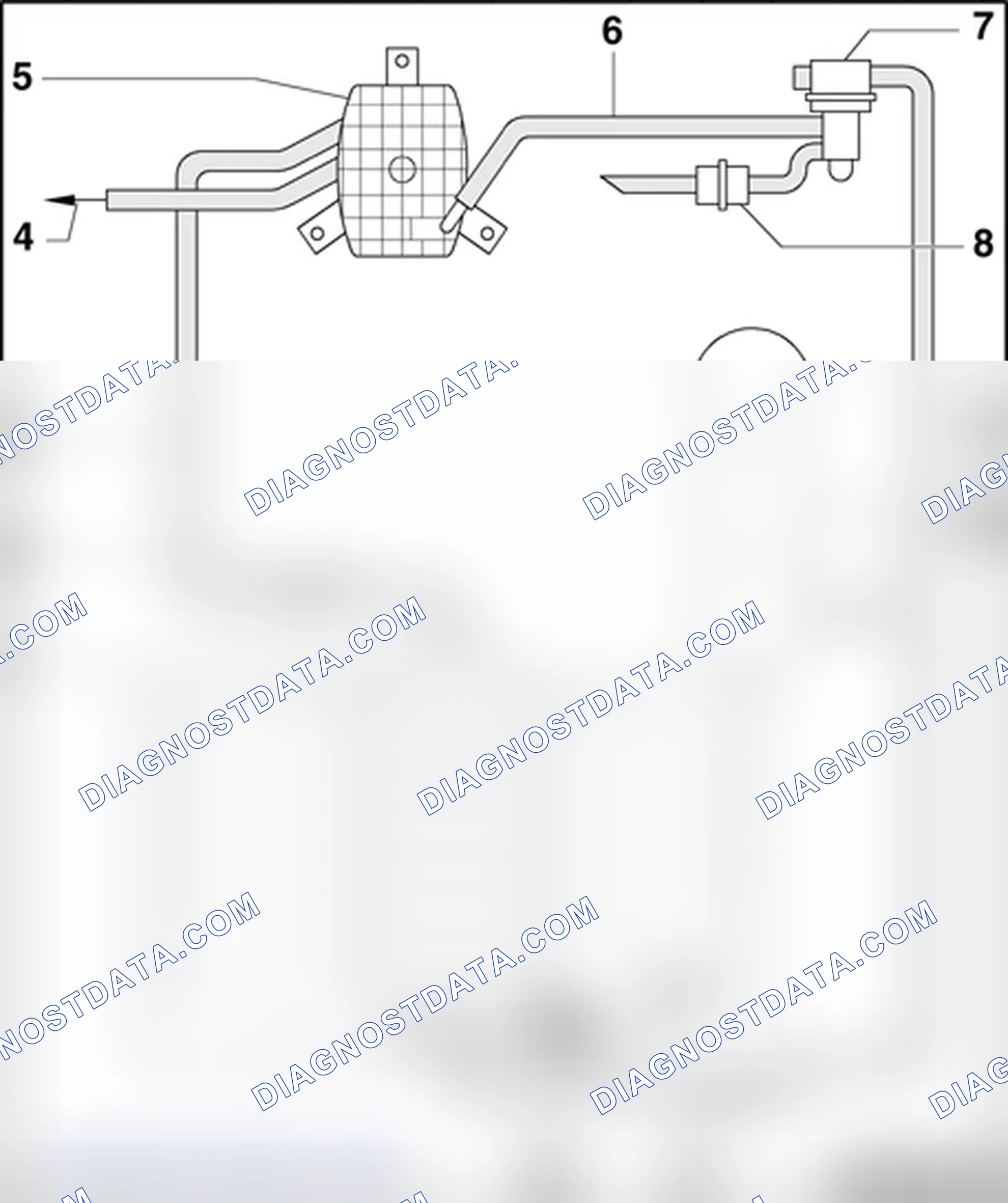 Scheme 592: Hose routing, EVAP canister/leak detection system (8-cyl. MPI-engine)
