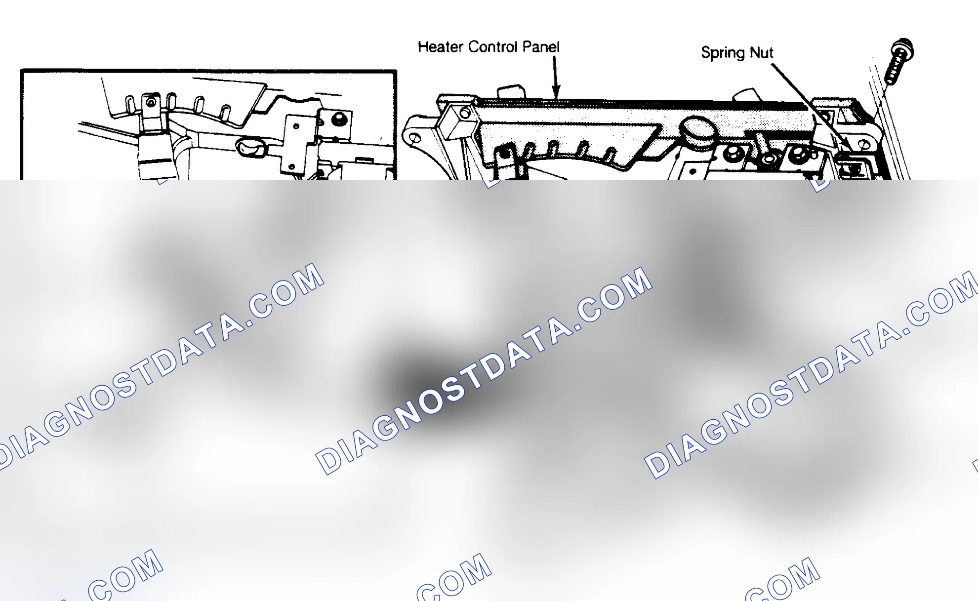 Scheme 1: Heater Control Panel Removal (Release control cable snap-in flags with needle-nose pliers.)
