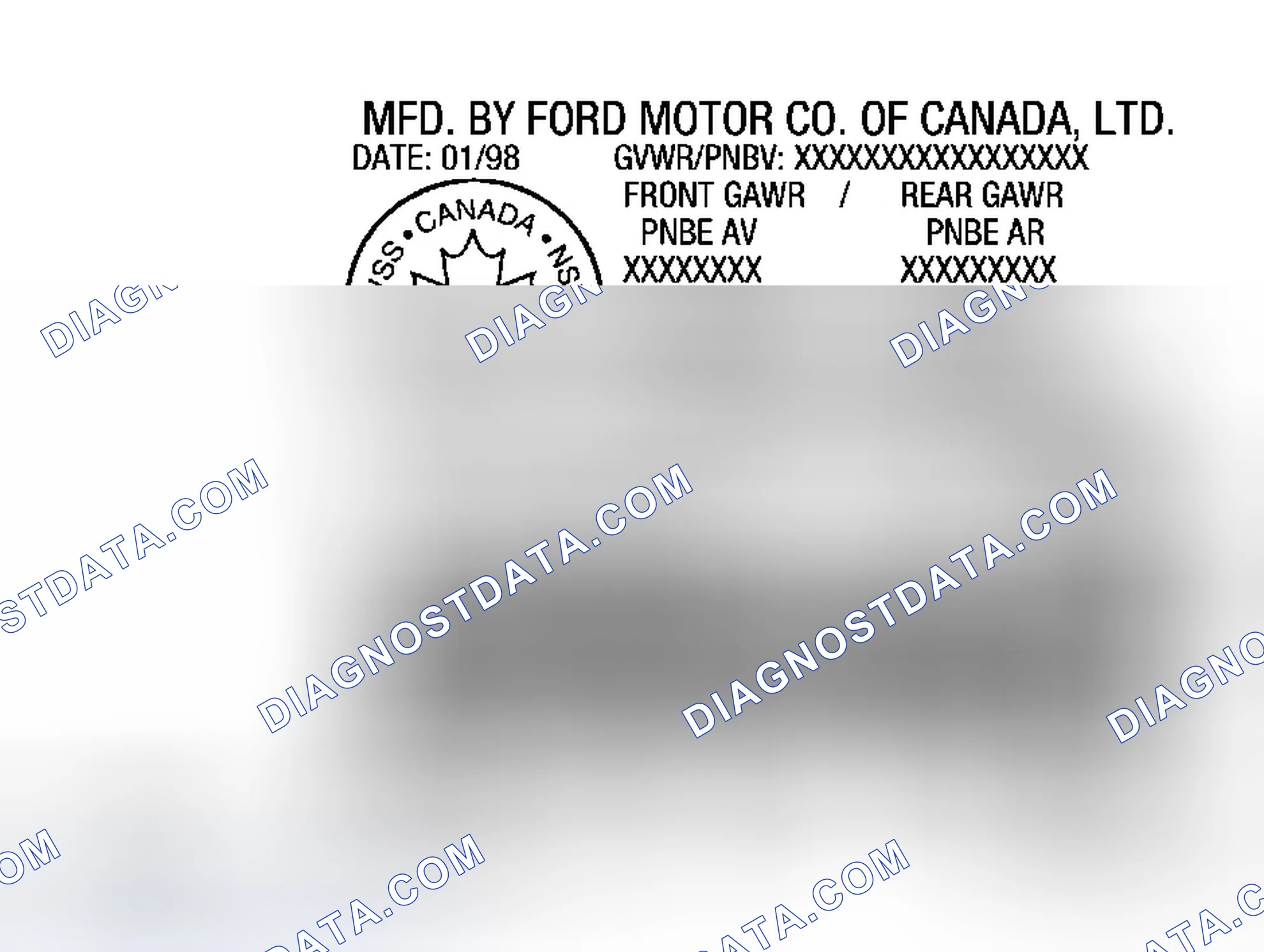 Scheme 13: Vehicle Certification (VC) Label - Canada (Typical)