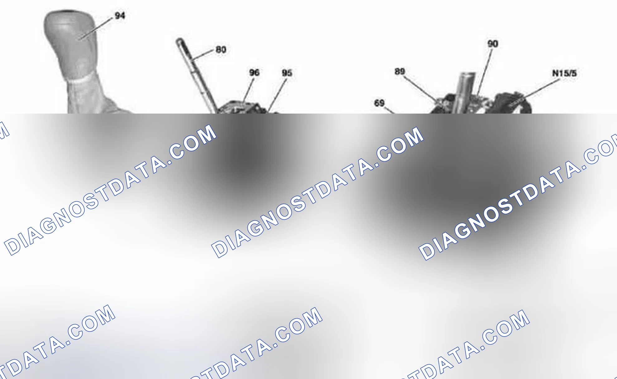 Fig. 28: Floor Shift Components - Shown On Model 203