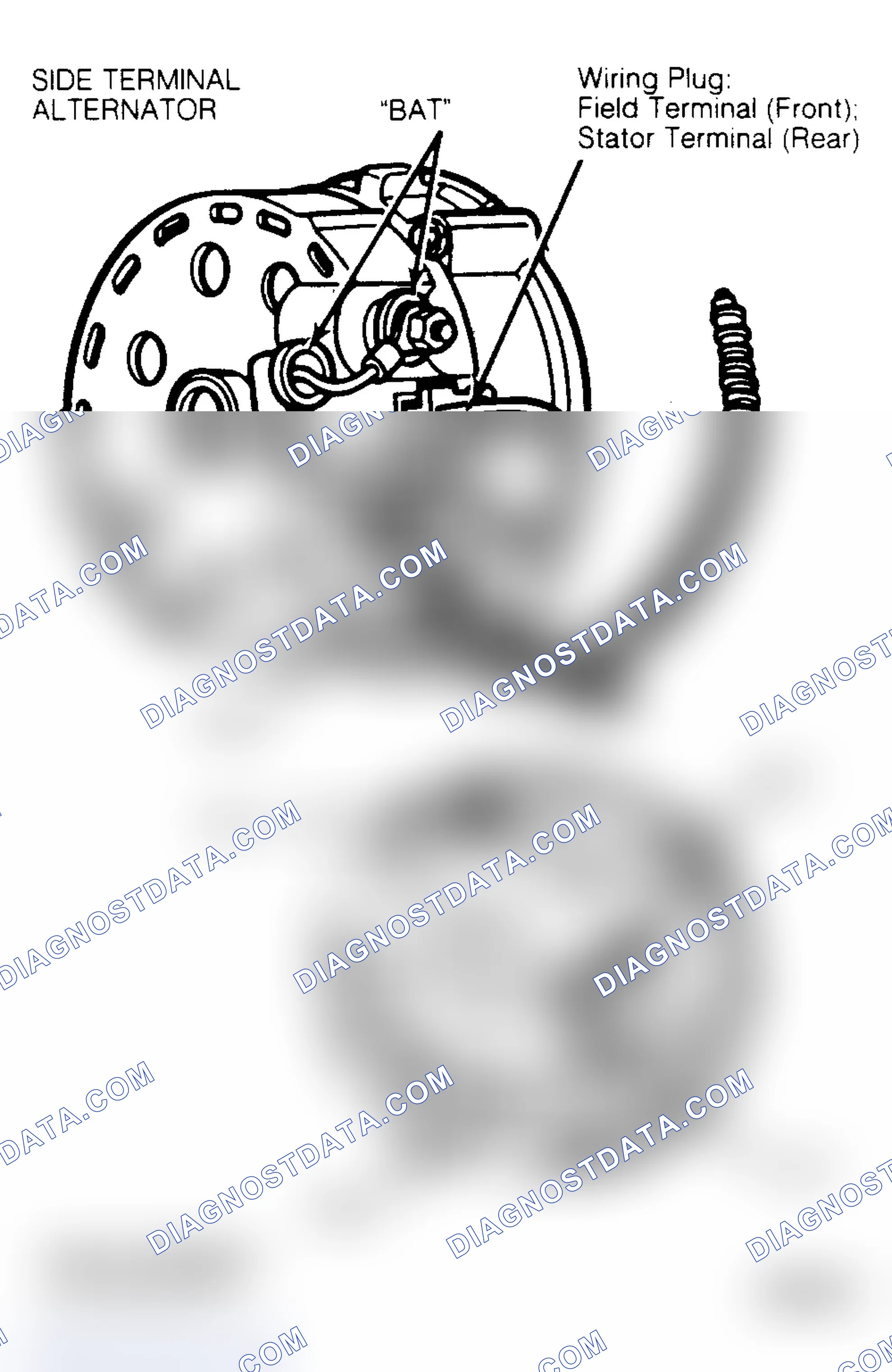 Scheme 1: Rear View of Terminal Location (Rear Terminal Models) Do not ground field circuit between alternator and regulator.