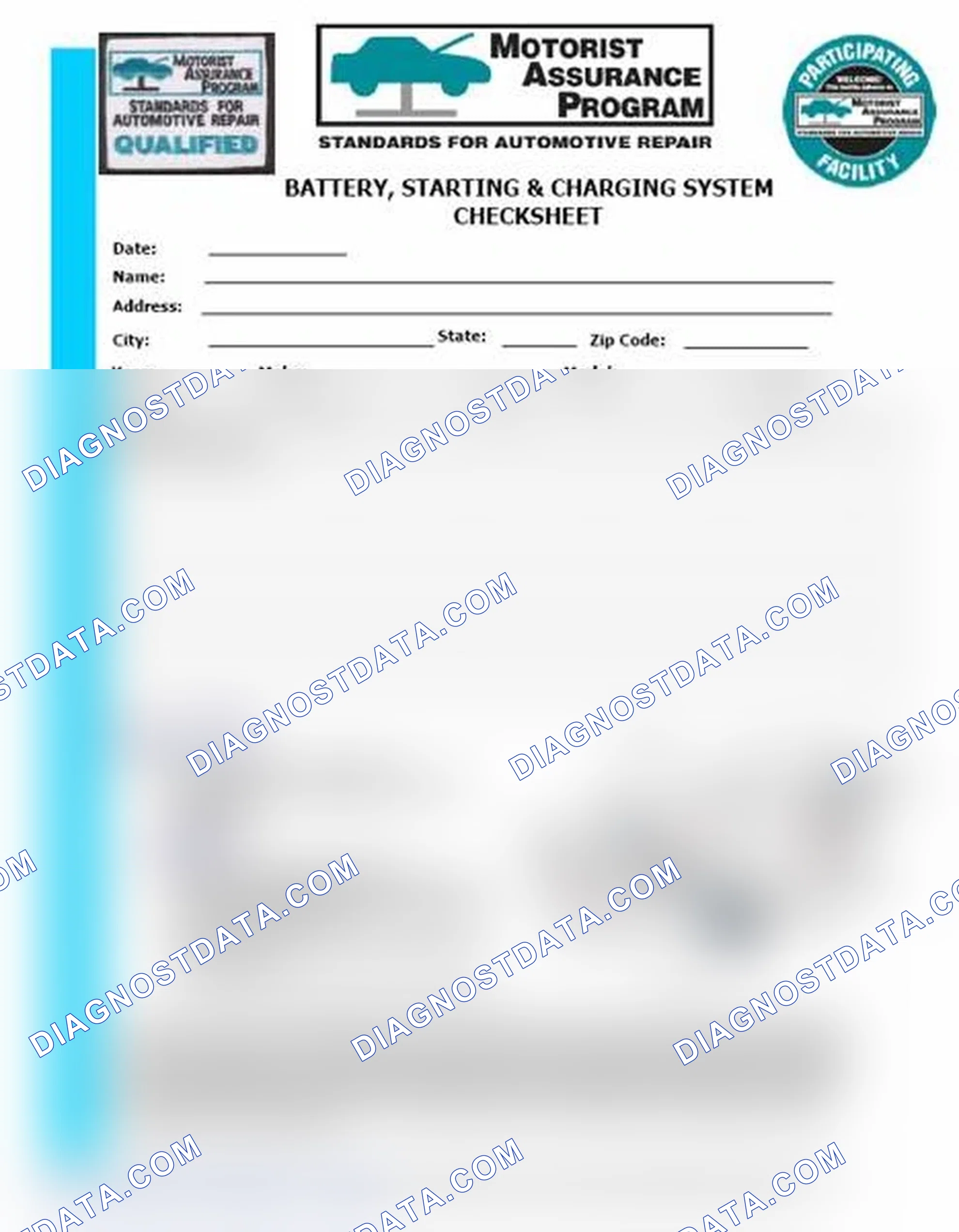 Scheme 3: Battery, Starting & Charging System Checksheet (1 Of 2)