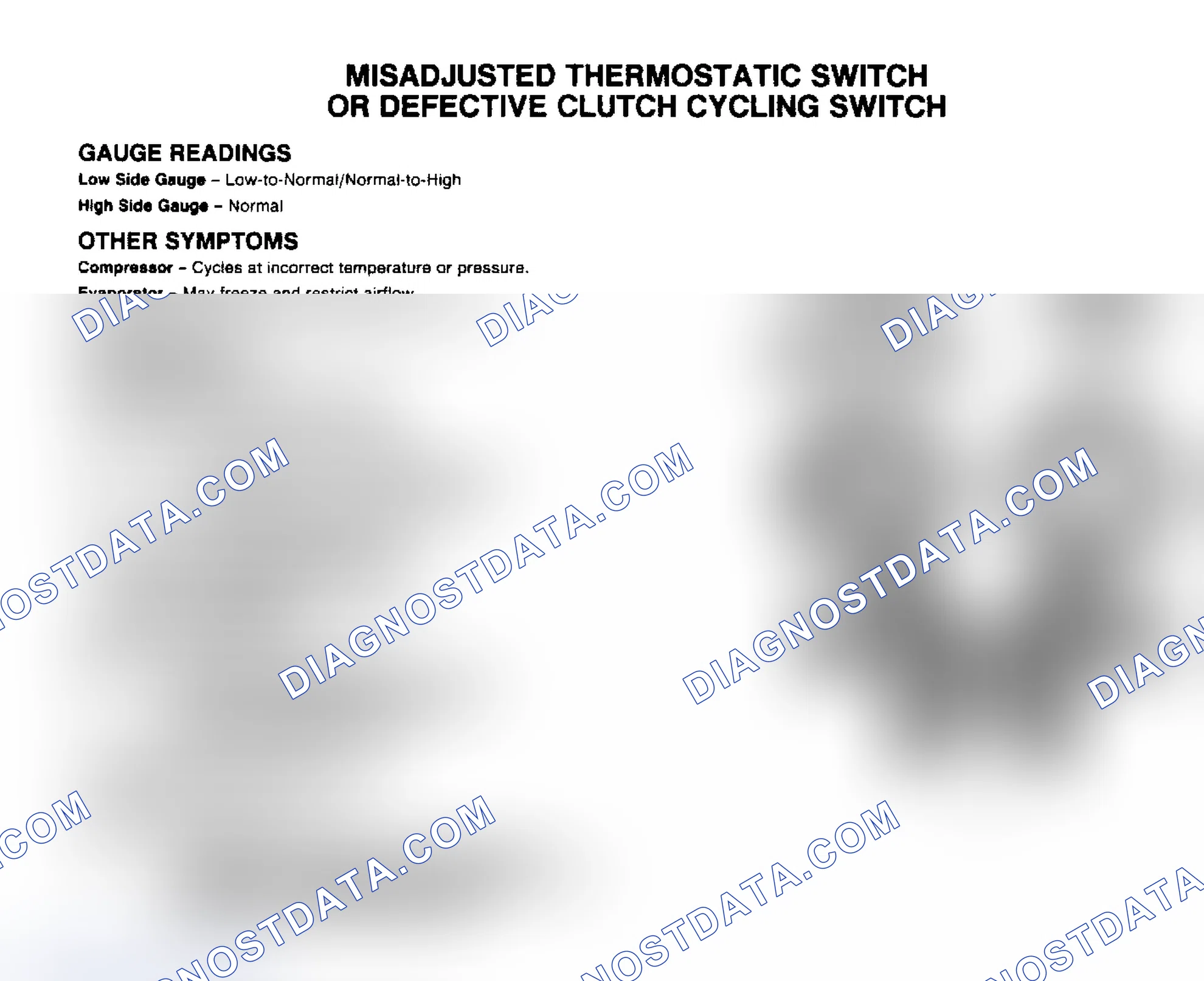 Scheme 4: Misadjusted Thermostatic Switch or Defective Clutch Cycling Switch Gauge Indications