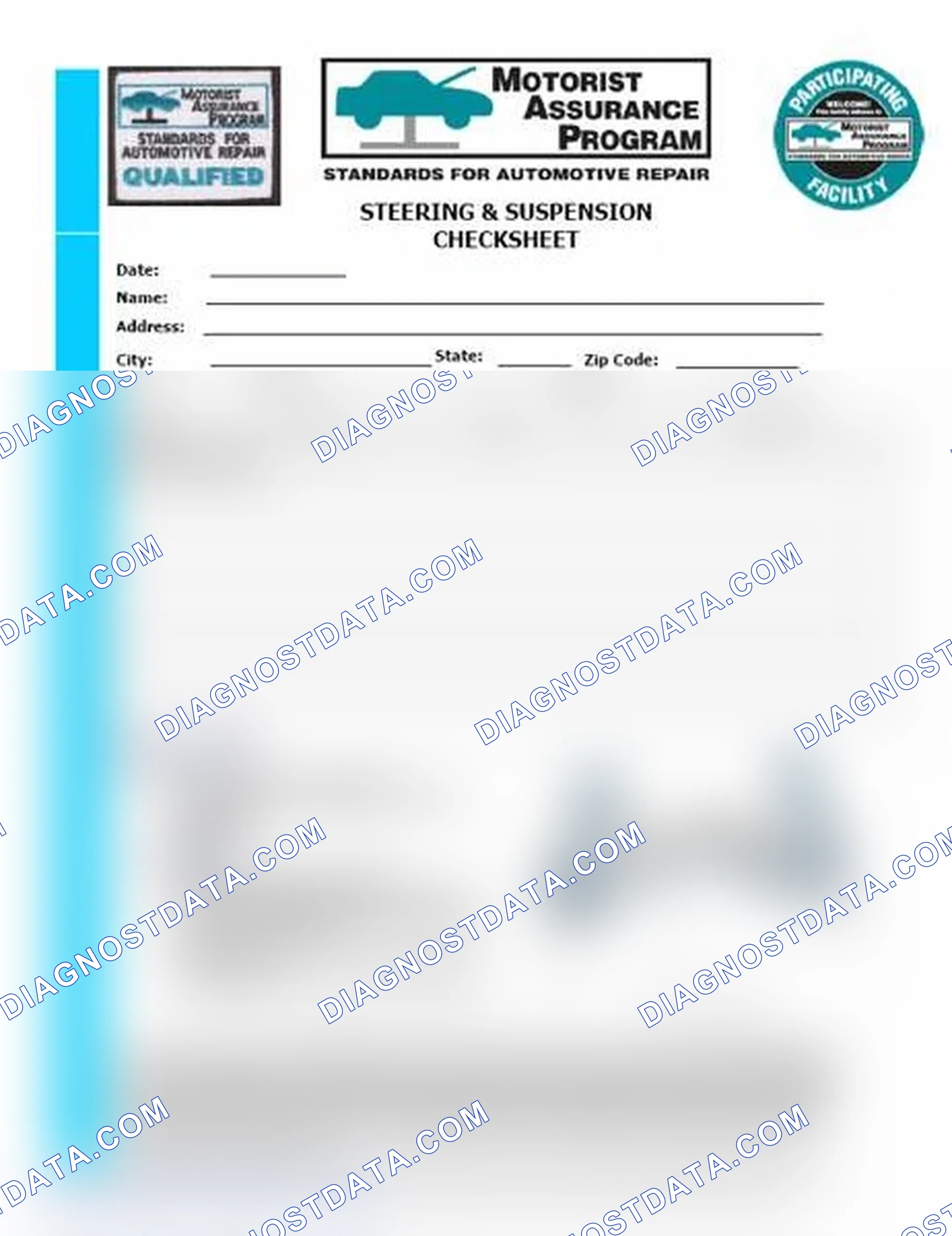 Scheme 11: Steering & Suspension Checksheet (1 Of 2)
