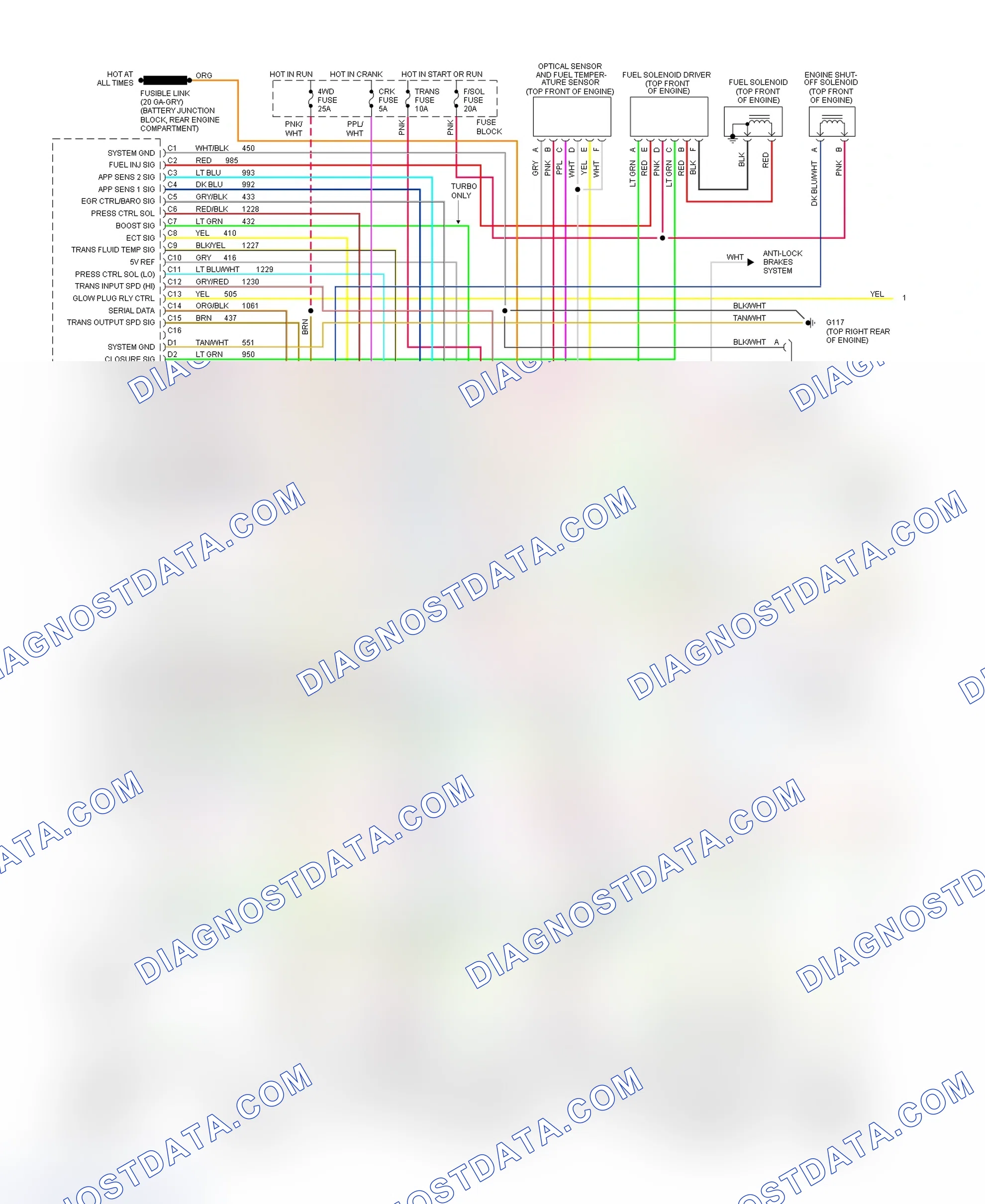 Scheme 390: Wiring Diagram For Blazer, Pickup, Sierra, Suburban & Yukon With 4L80-E (1 Of 2)