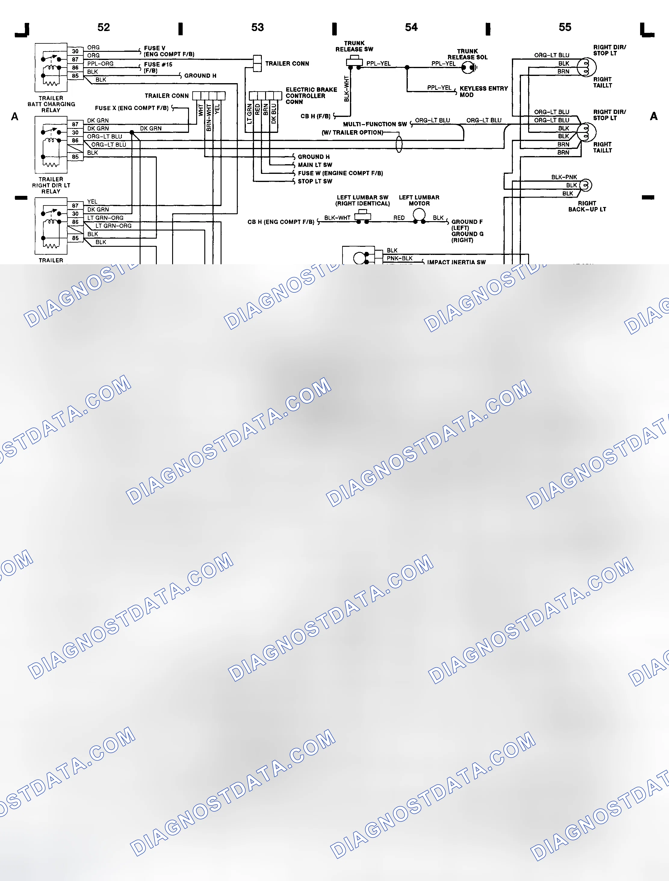 Scheme 12: Power Mirror Switch - Town Car (Grid D-E 52-54)