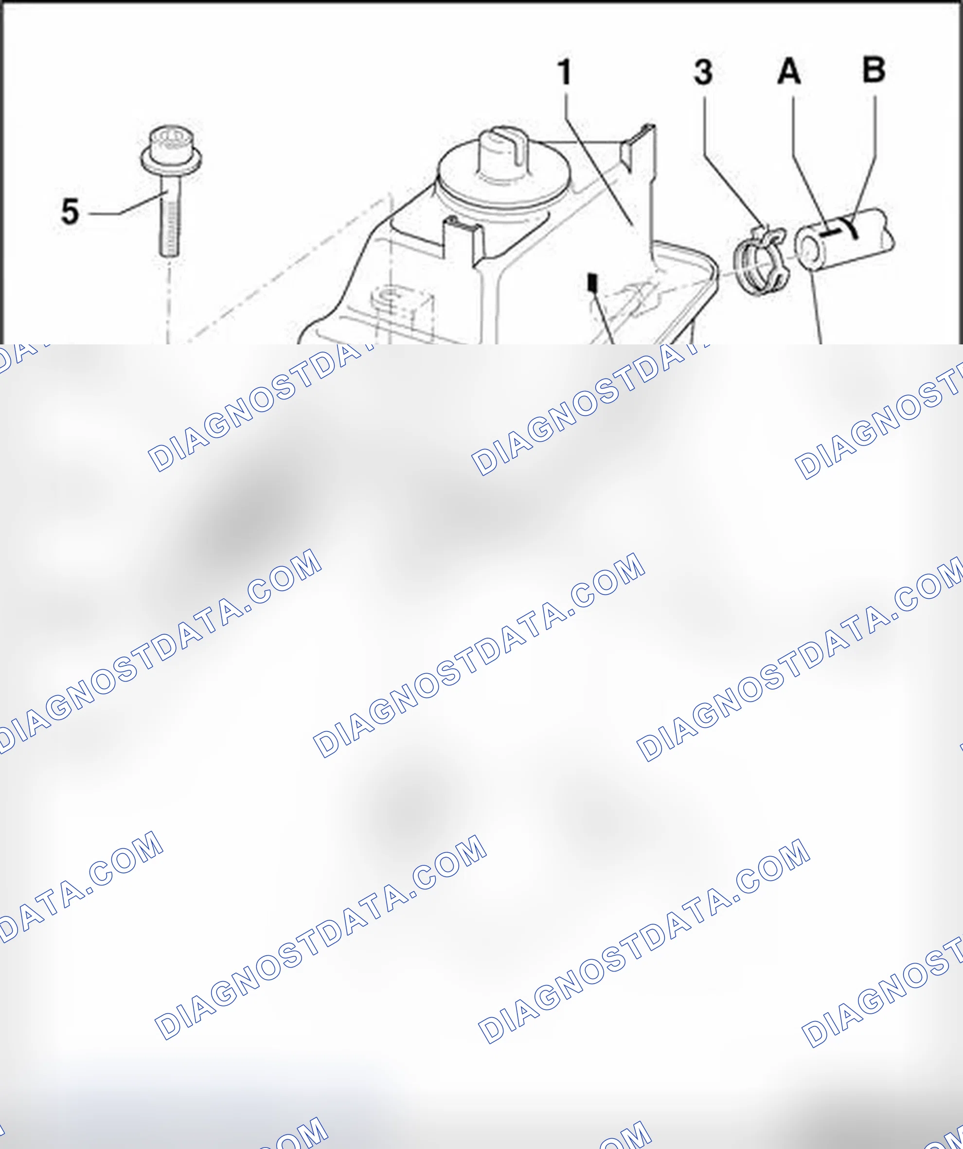 Scheme 1162: Power steering fluid reservoir, assembly overview