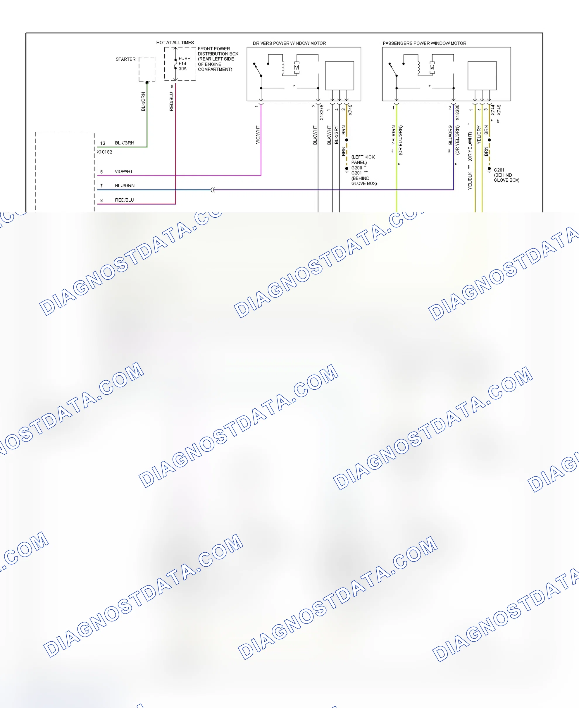 Scheme 8: Power Window Wiring Diagram (1997 318ti & Z3; 1998 Z3)
