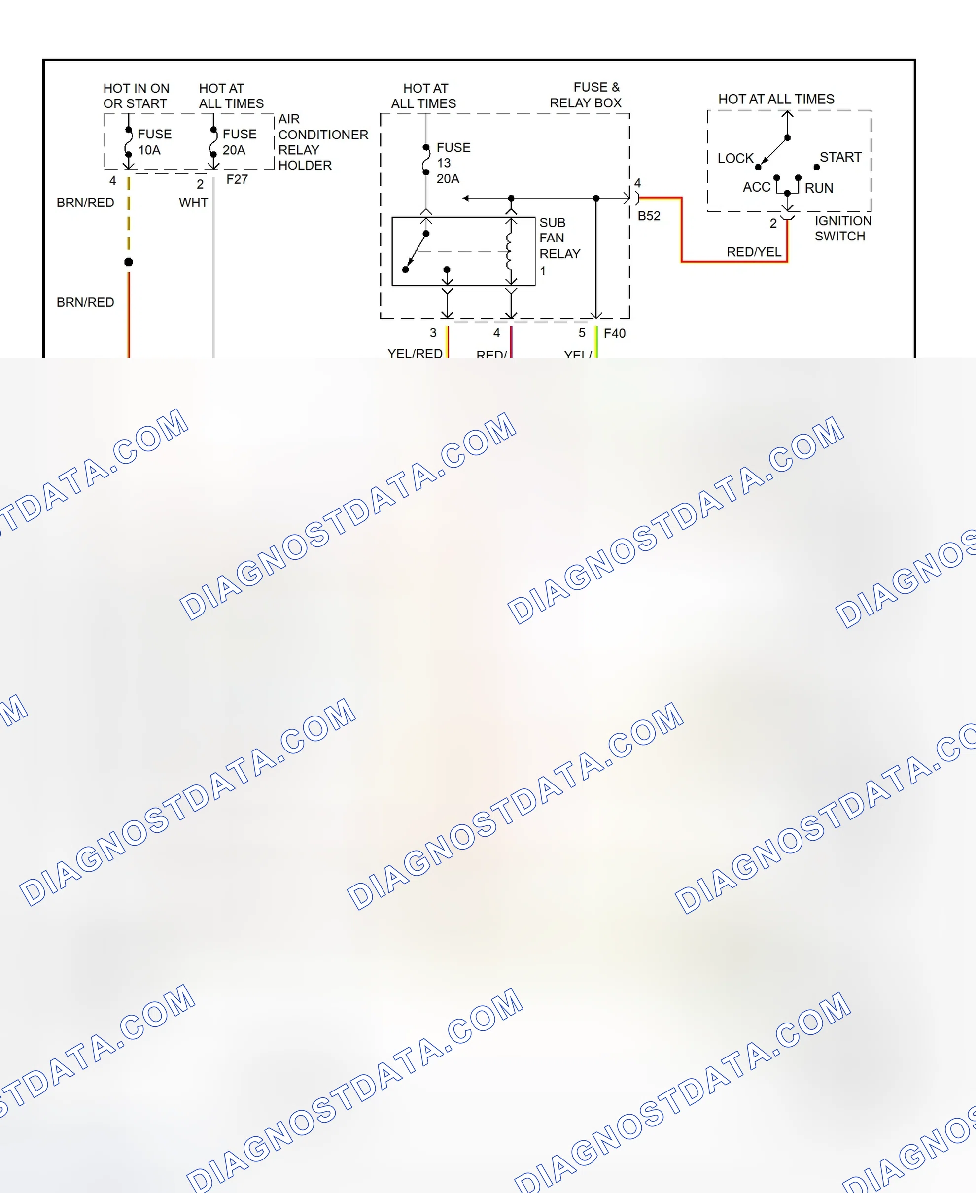 Scheme 7: Electric Cooling Fan System Wiring Diagram (1997-98 Legacy With A/C)