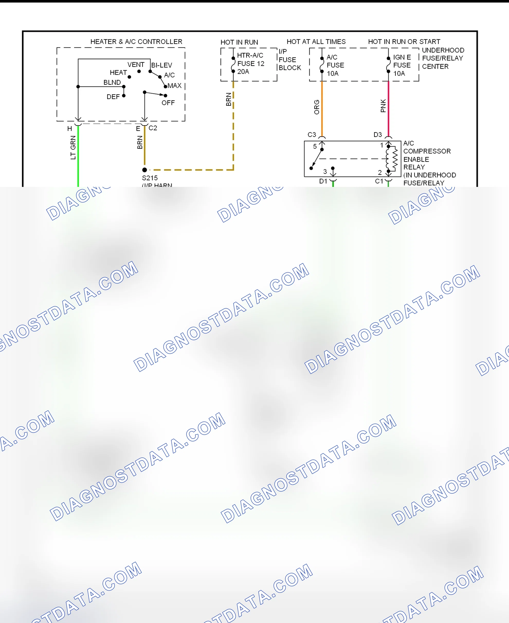 Scheme 24: A/C Compressor Clutch Control Circuit Wiring Diagram (2000 Express & Savana - Diesel Engine)