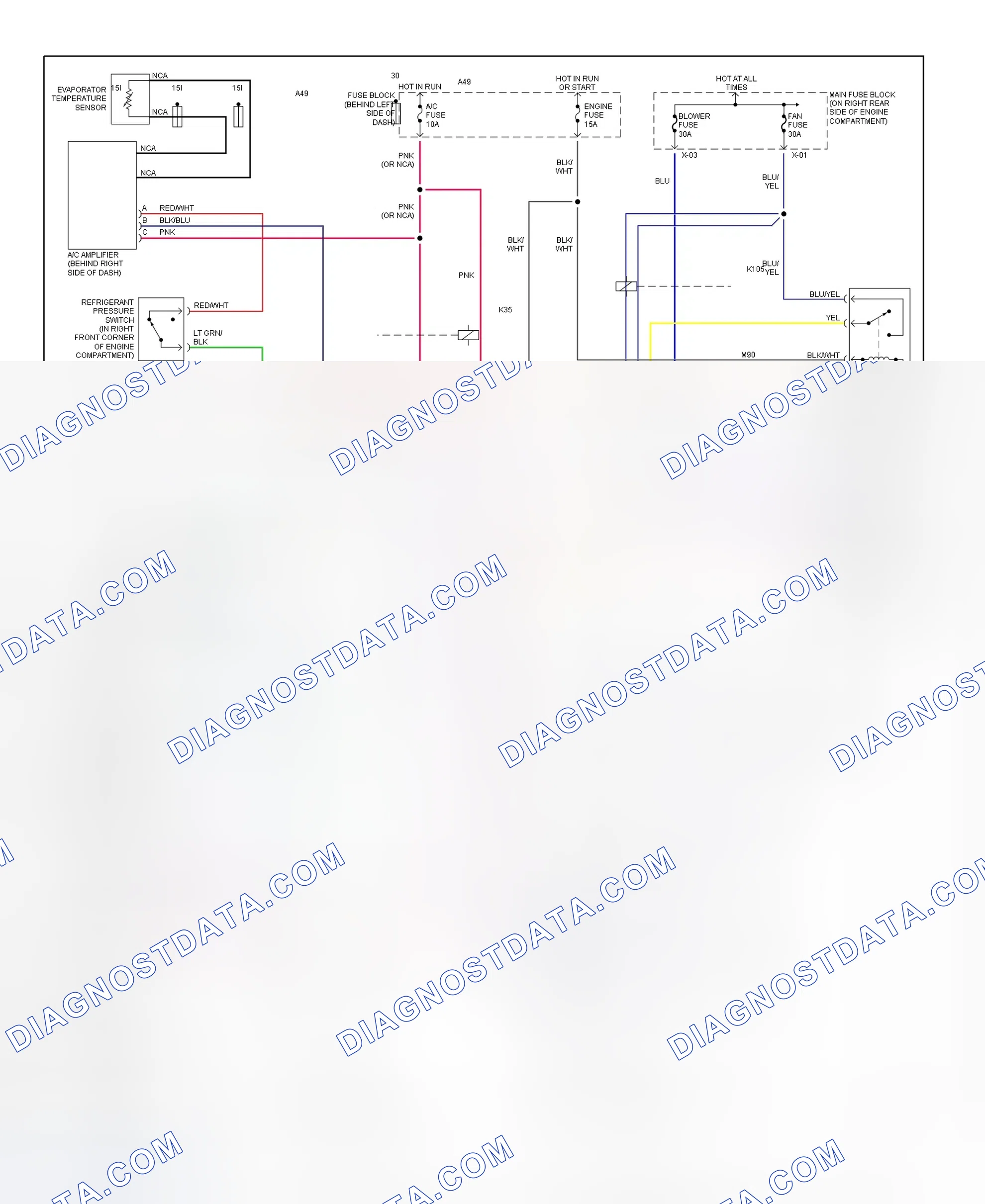 Fig. 5: Manual A/C-Heater System Wiring Diagram (MX-5 Miata)