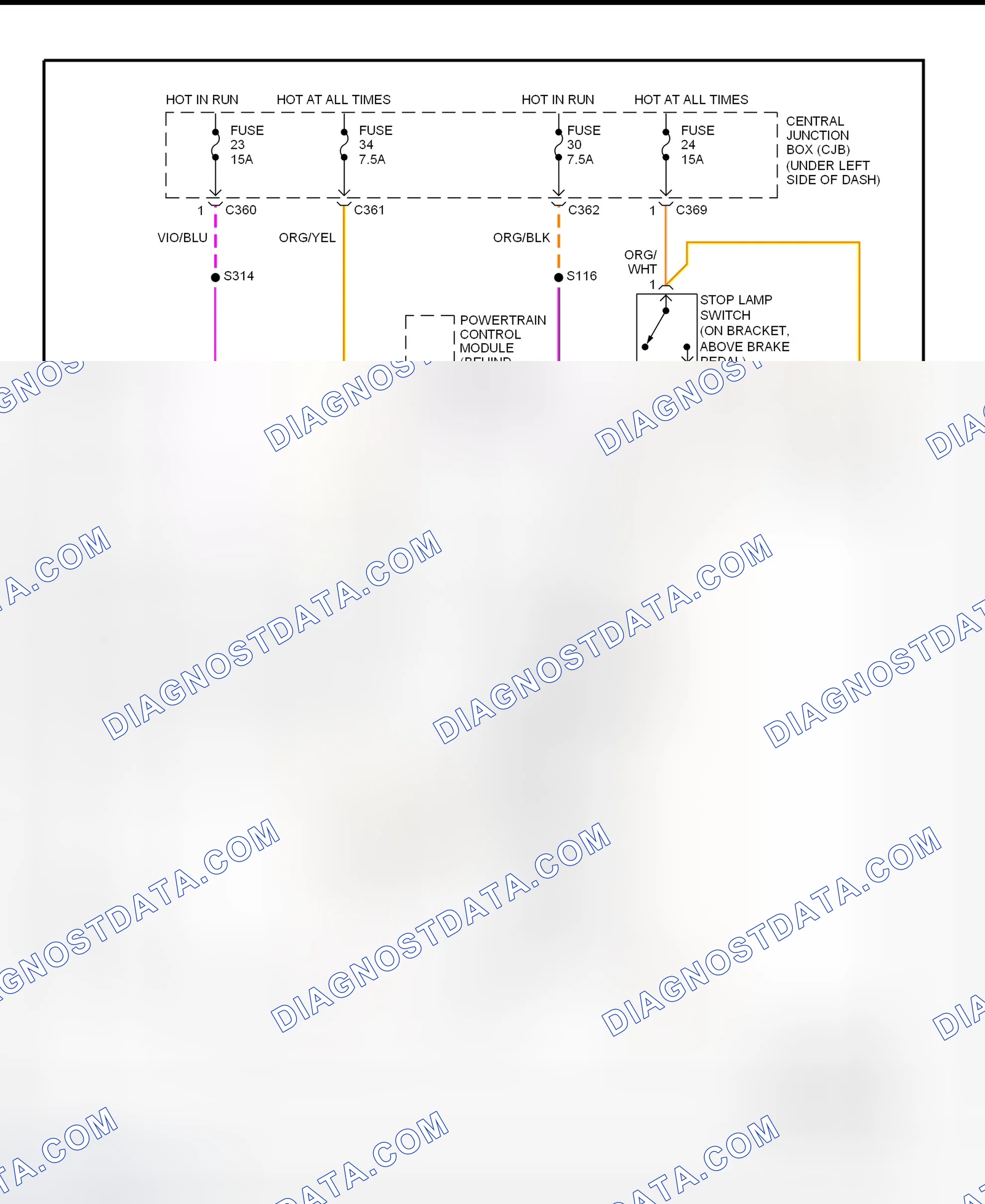 Scheme 102: Shift Interlock System Wiring Diagram (1998 Contour & Mystique)