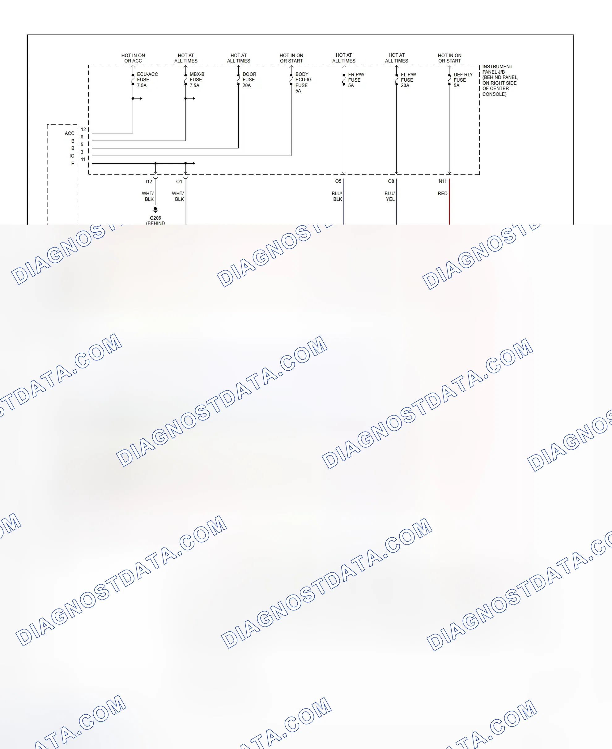 Scheme 11: Power Window System Wiring Diagram (Celica)