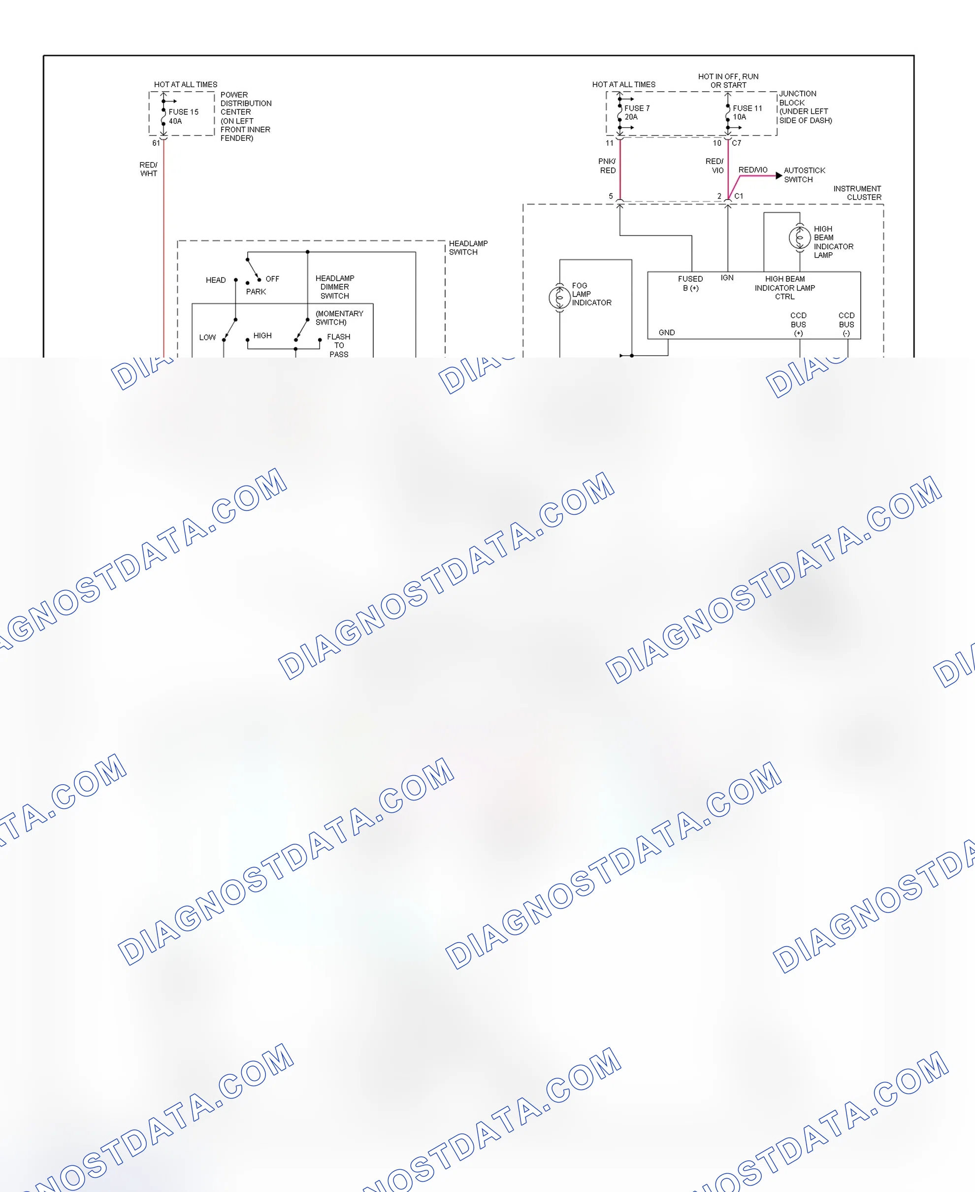 Scheme 2: Headlight System Wiring Diagram (Breeze, Cirrus, Sebring Convertible & Stratus)