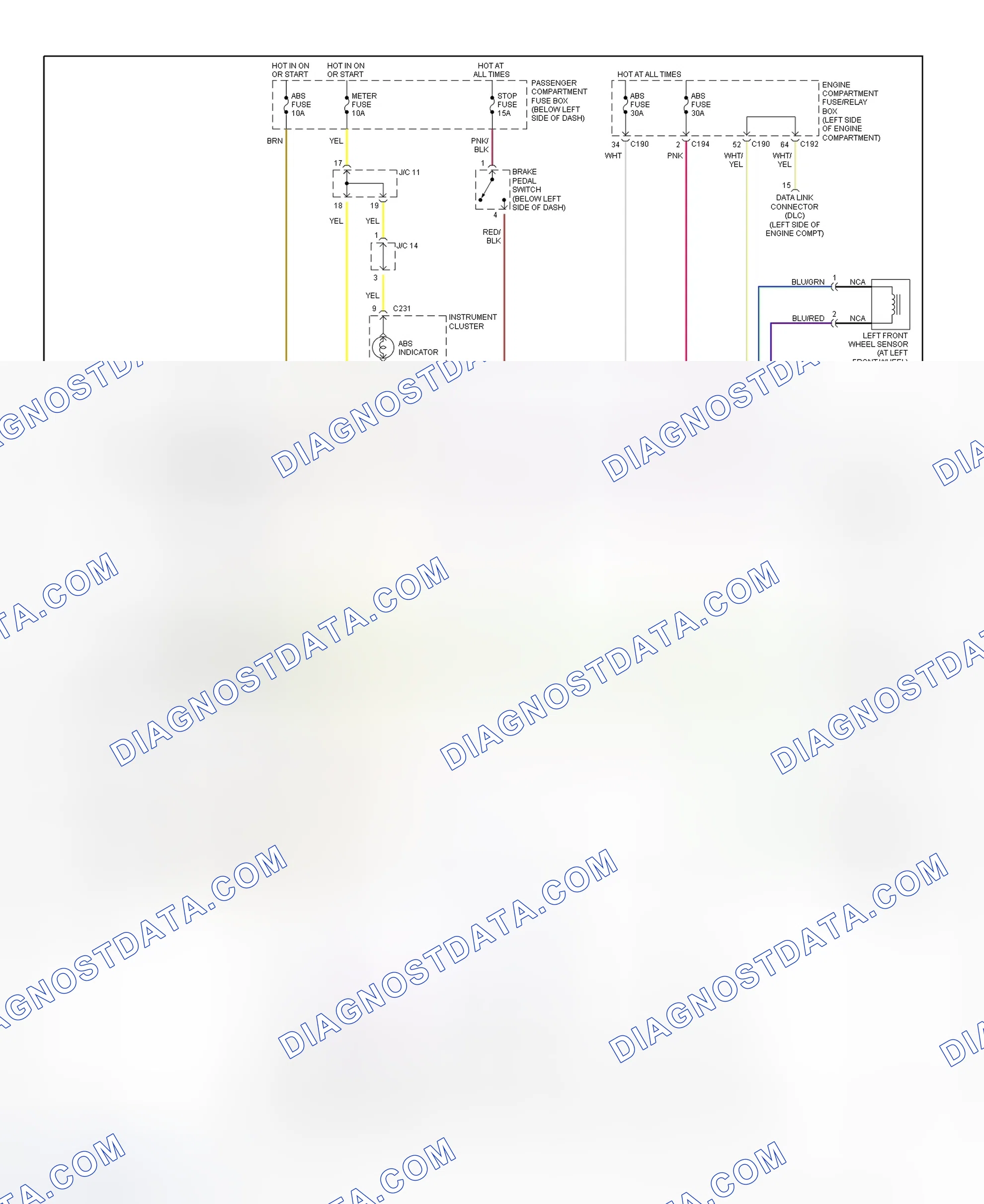 Fig. 9: Anti-Lock Brake System Wiring Diagram (1998-99 Sephia)