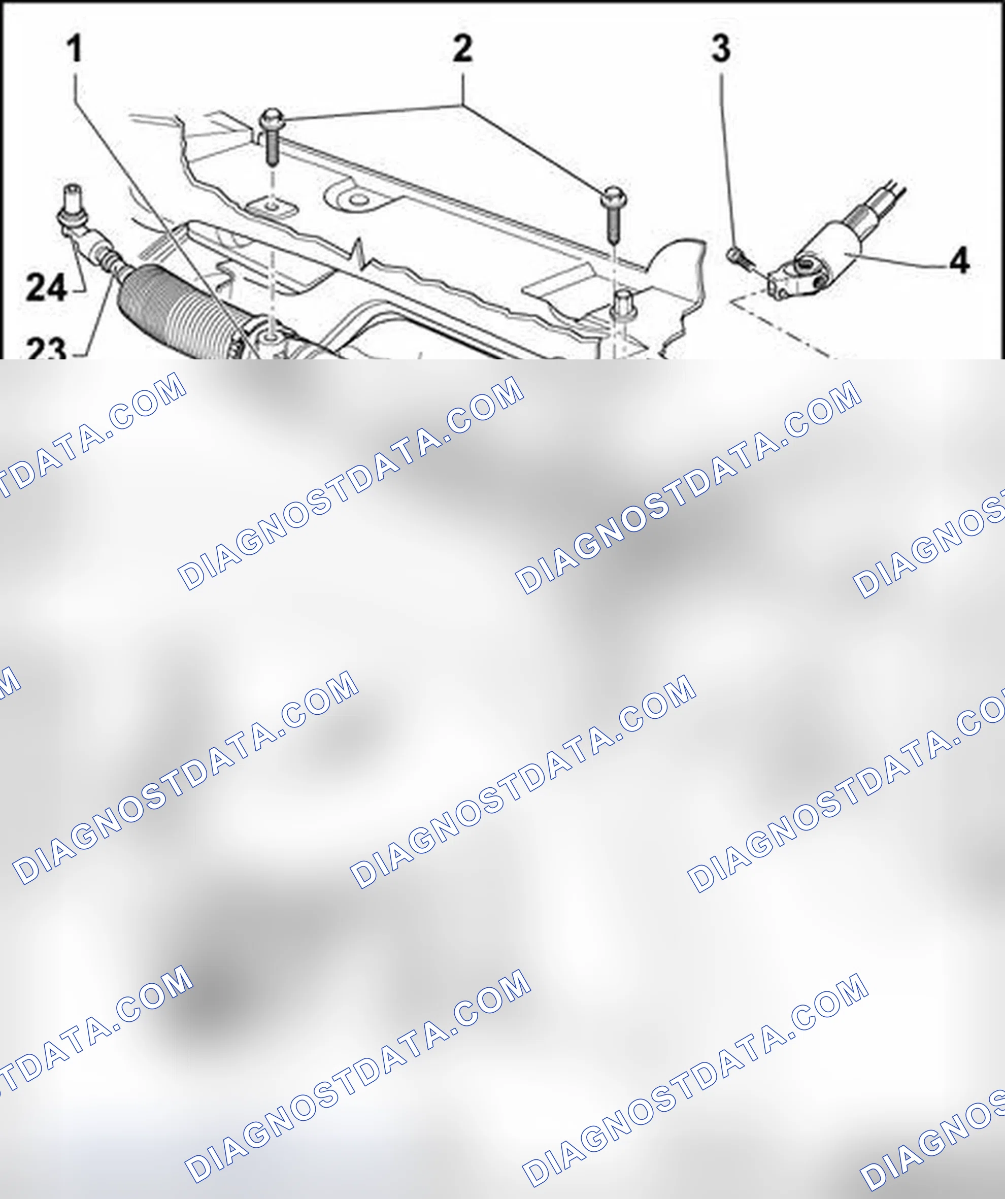 Scheme 308: Power-assist steering gear, assembly overview