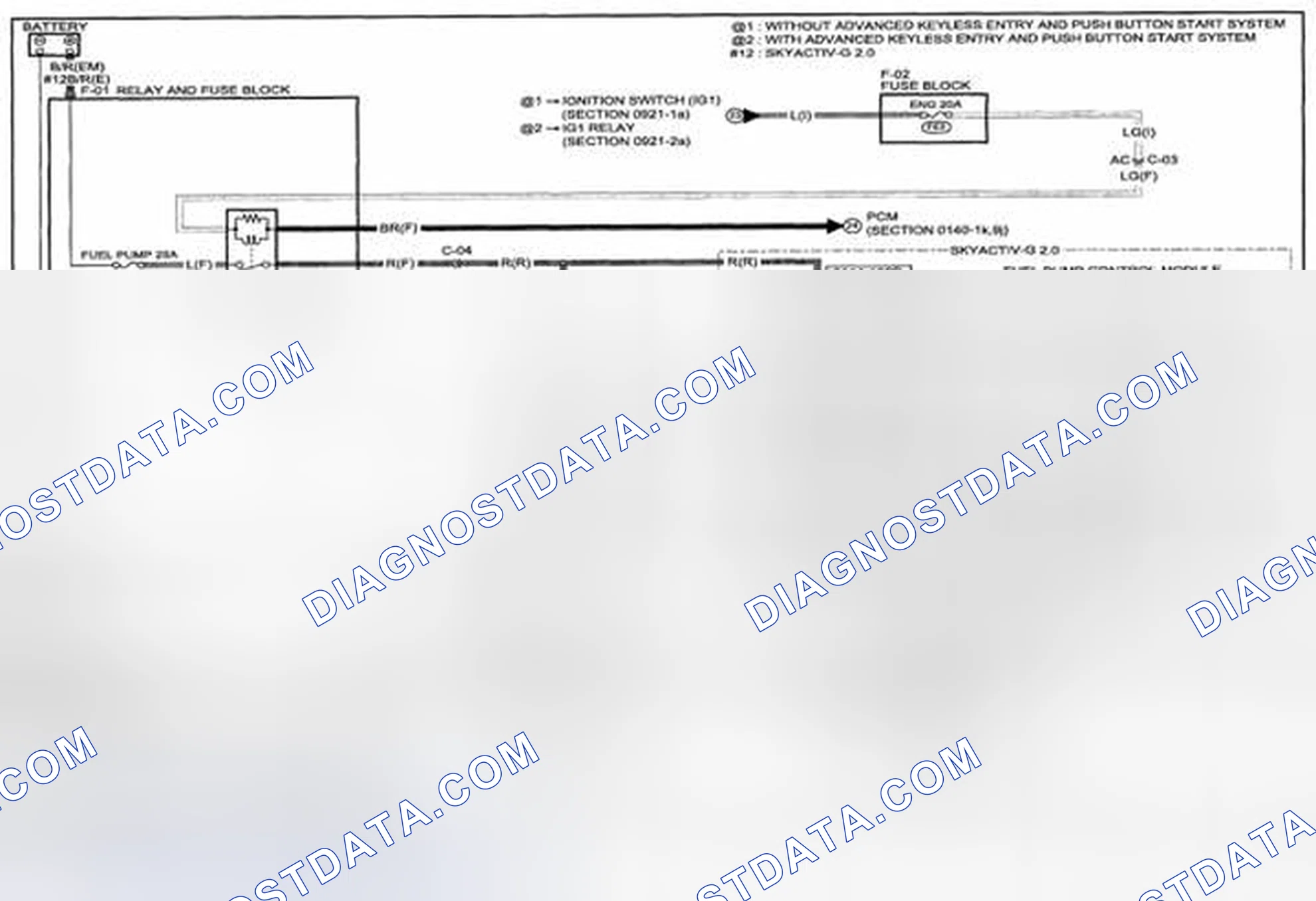 Scheme 100: Fuel System (MZR 2.0, MZR 2.5, SKYACTIV-G 2.0) Wiring Diagram - 0114-1 (1 Of 2)