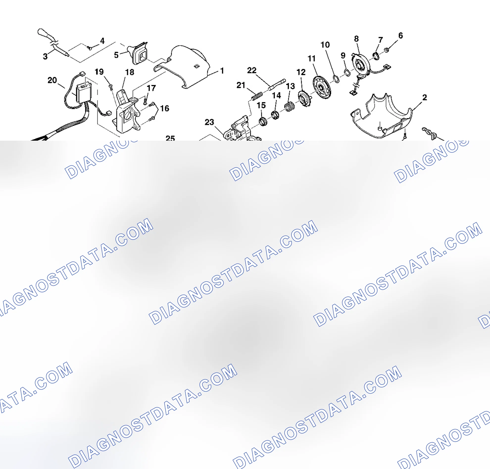 Scheme 1: Steering Column Disassembled View (Column Shift and Floor Shift Tilt)