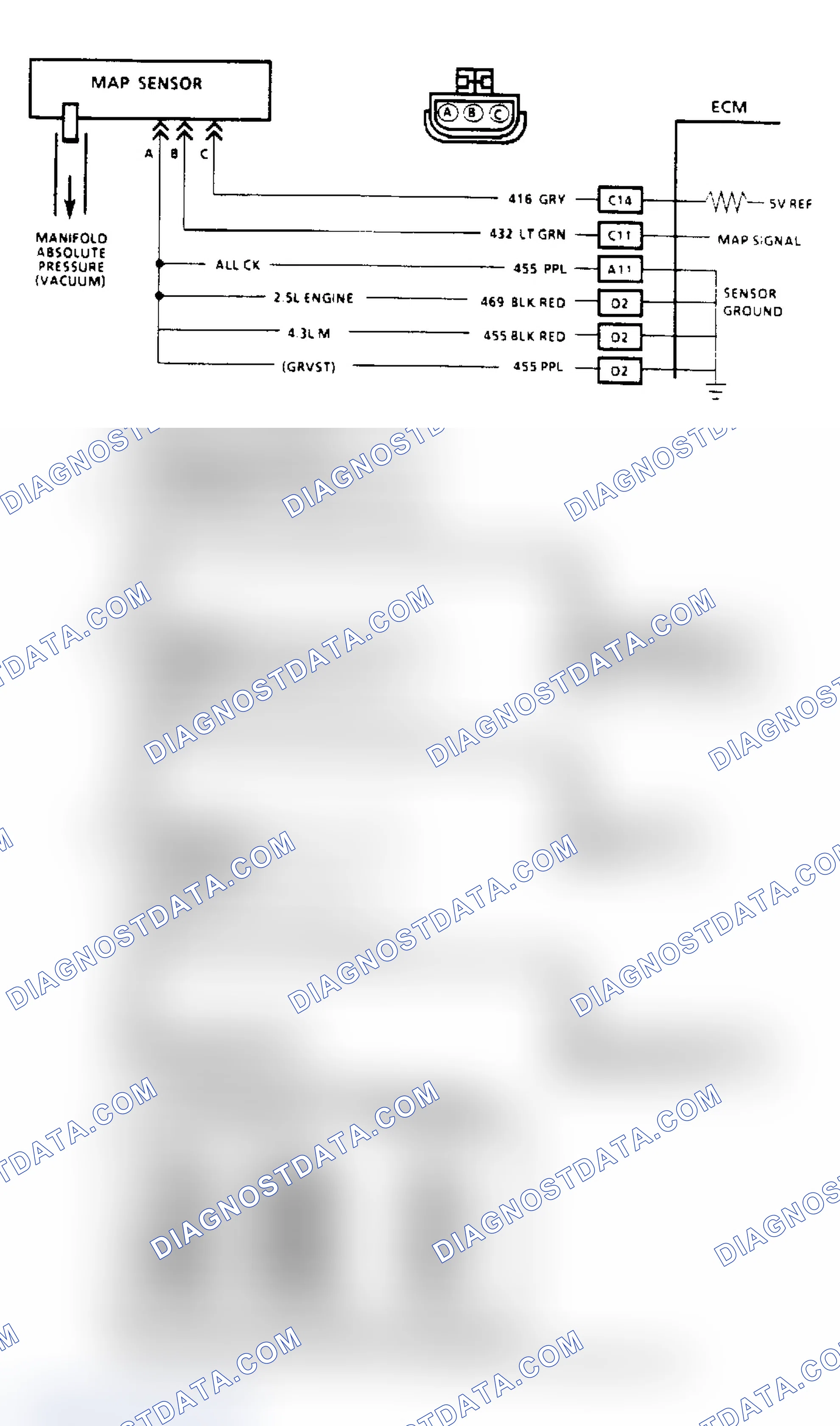 Scheme 134: Code 34 - MAP Sensor (Signal Voltage Low) ("SCAN" Diagnostics)