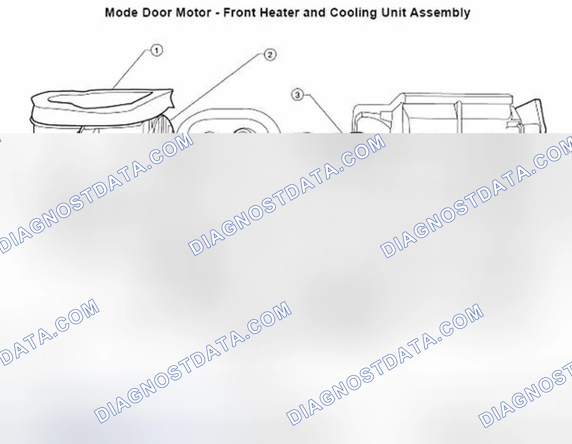 Fig. 181: Identifying Mode Door Motor Components (Front Heater And Cooling Unit Assembly)