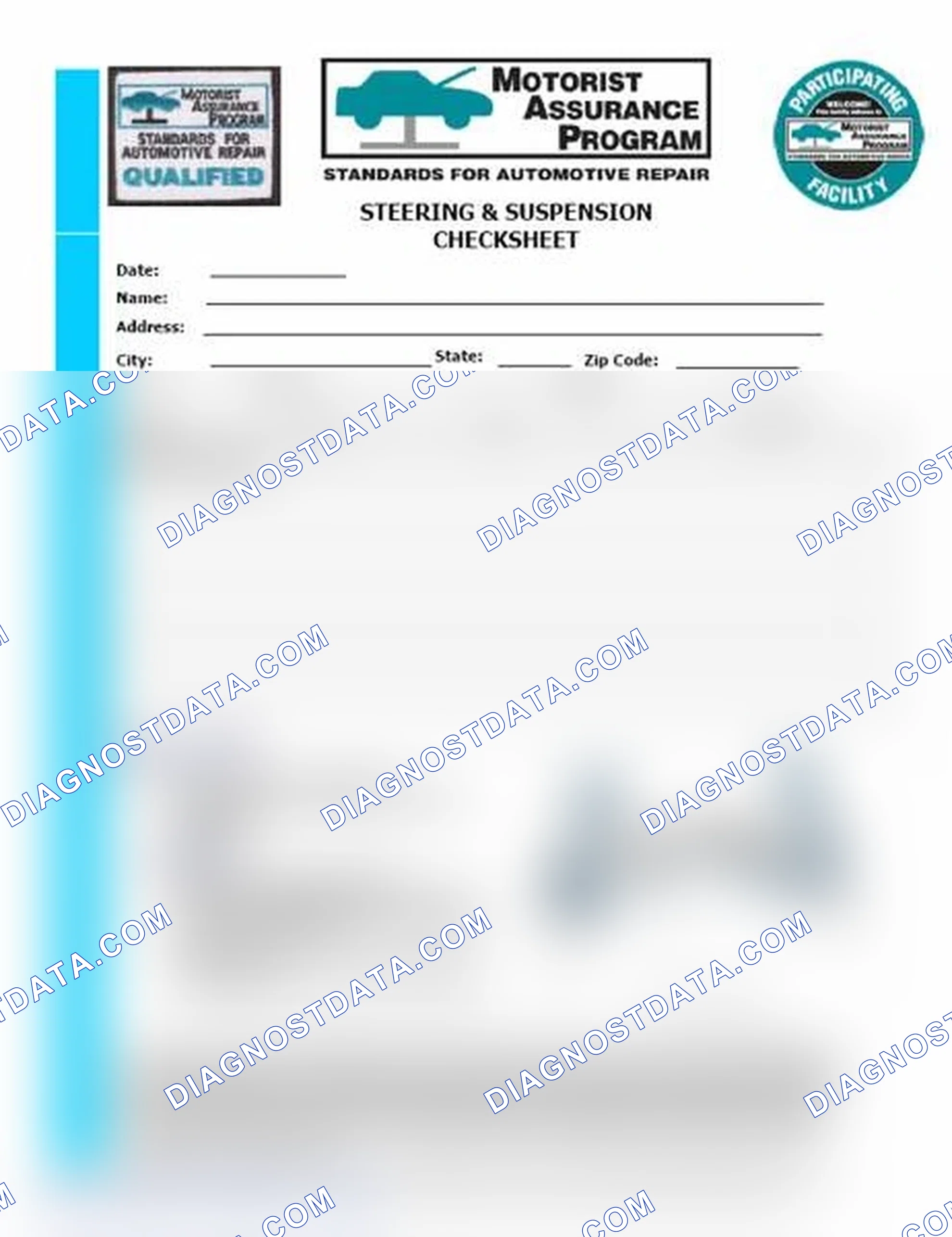 Scheme 11: Steering & Suspension Checksheet (1 Of 2)