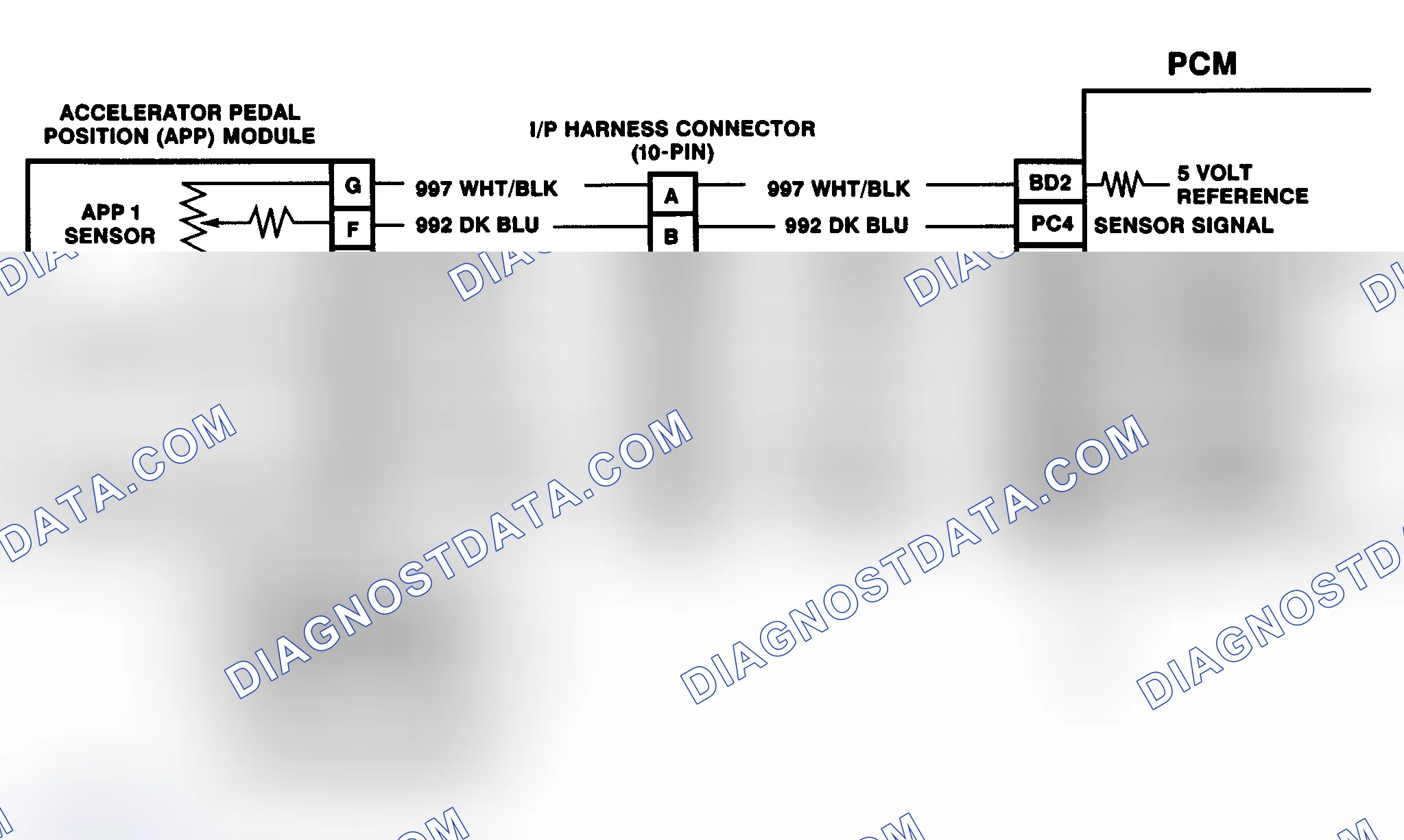 Scheme 22: DTC 21 Schematic (6.5L Diesel) APP No. 1 Circuit High (Models With PCM)