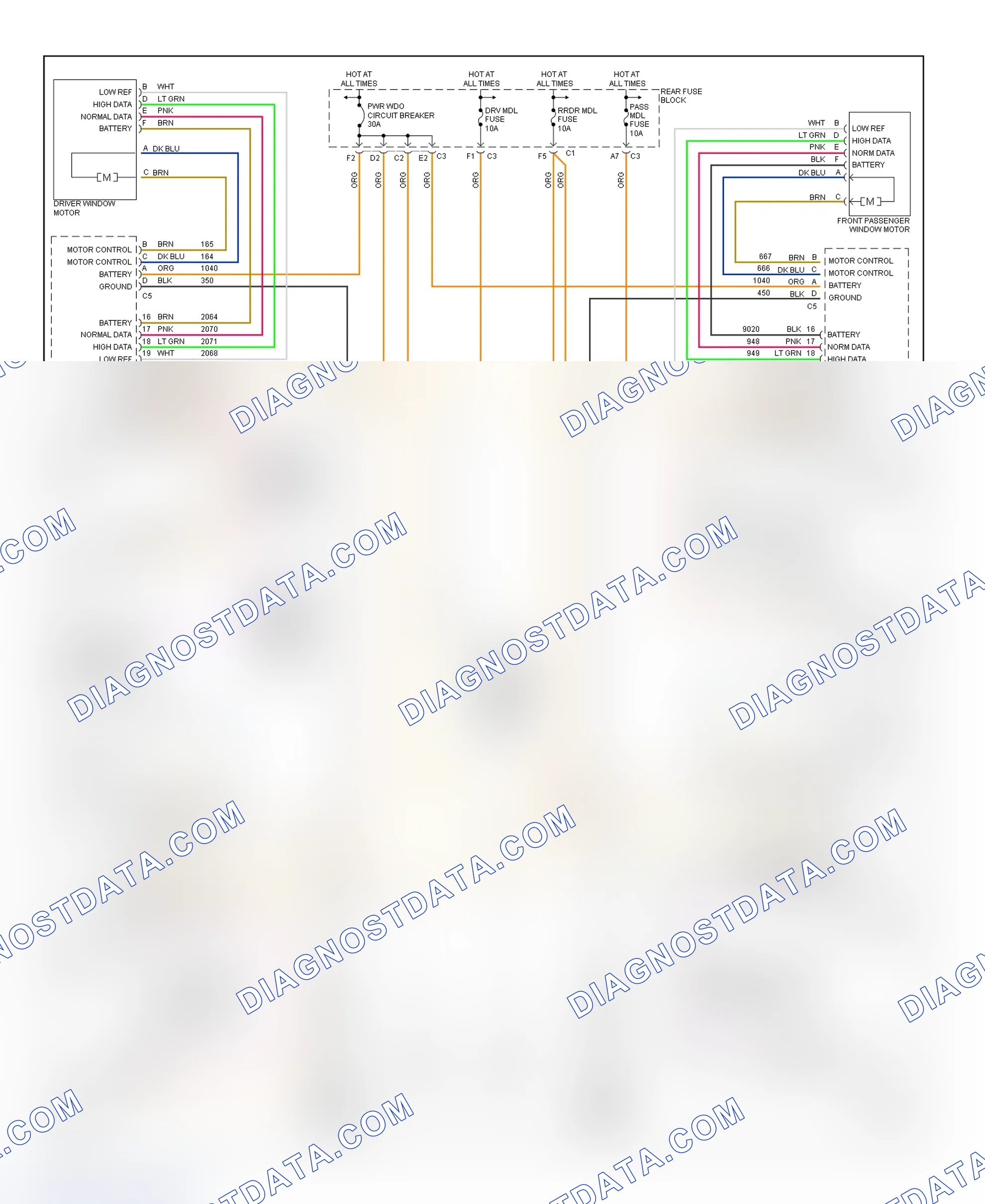 Fig. 20: Power Window System Wiring Diagram (Seville)