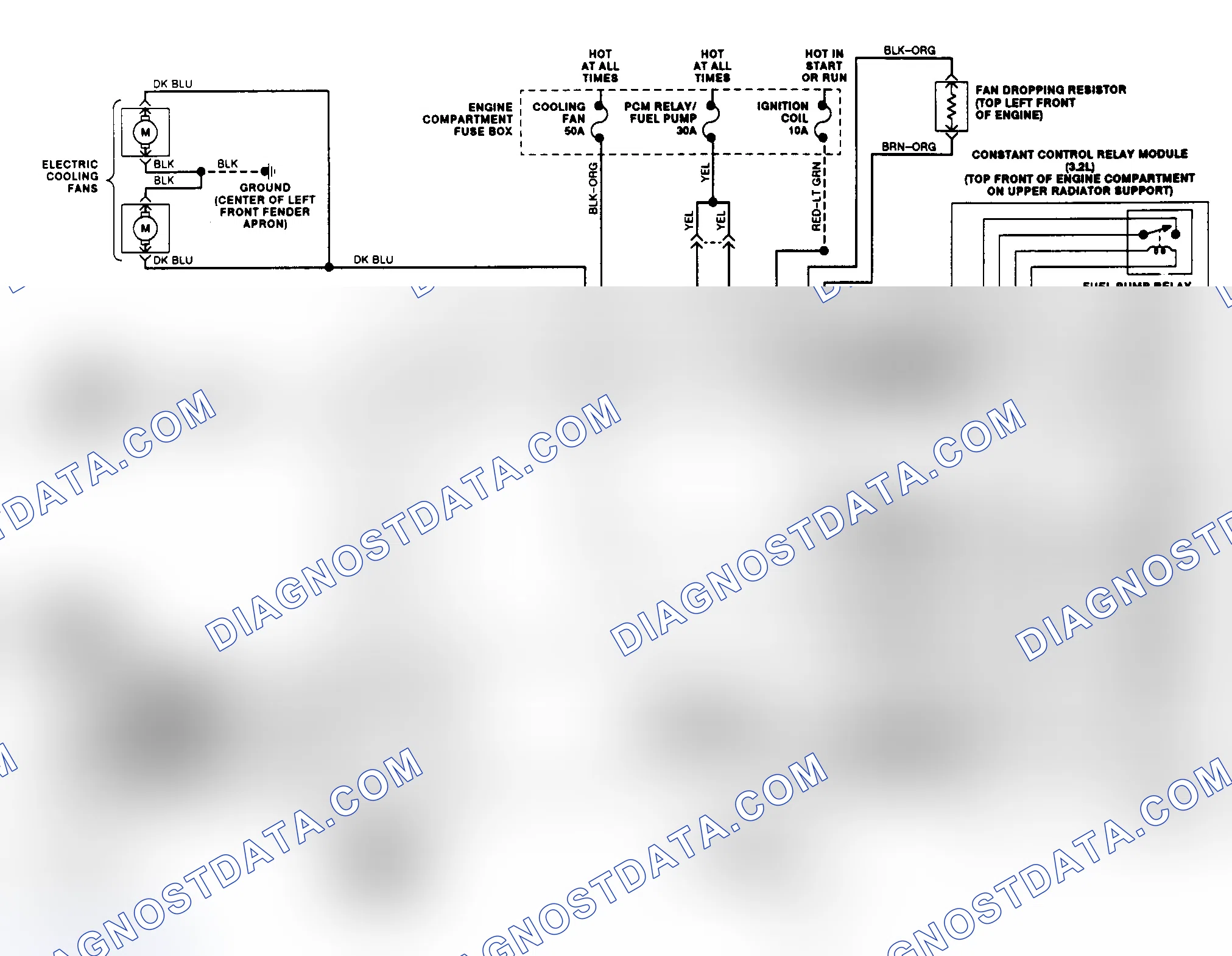 Scheme 12: Electric Cooling Fan Wiring Diagram (Taurus 3.2L SHO)