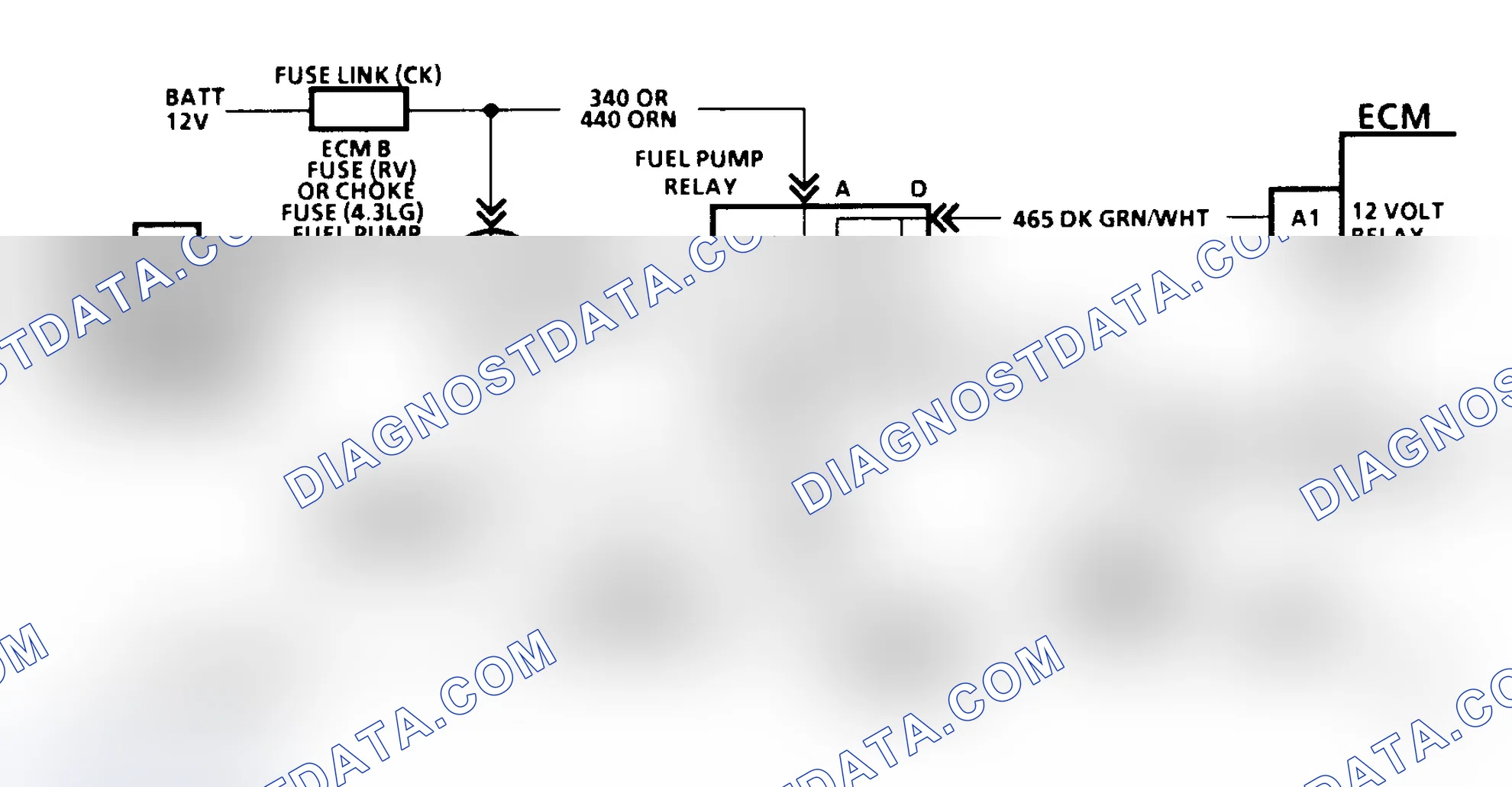 Scheme 86: Code 54 Schematic (C, K, R, V, G, & P Series W/O 4L80-E Trans) Fuel Pump Circuit