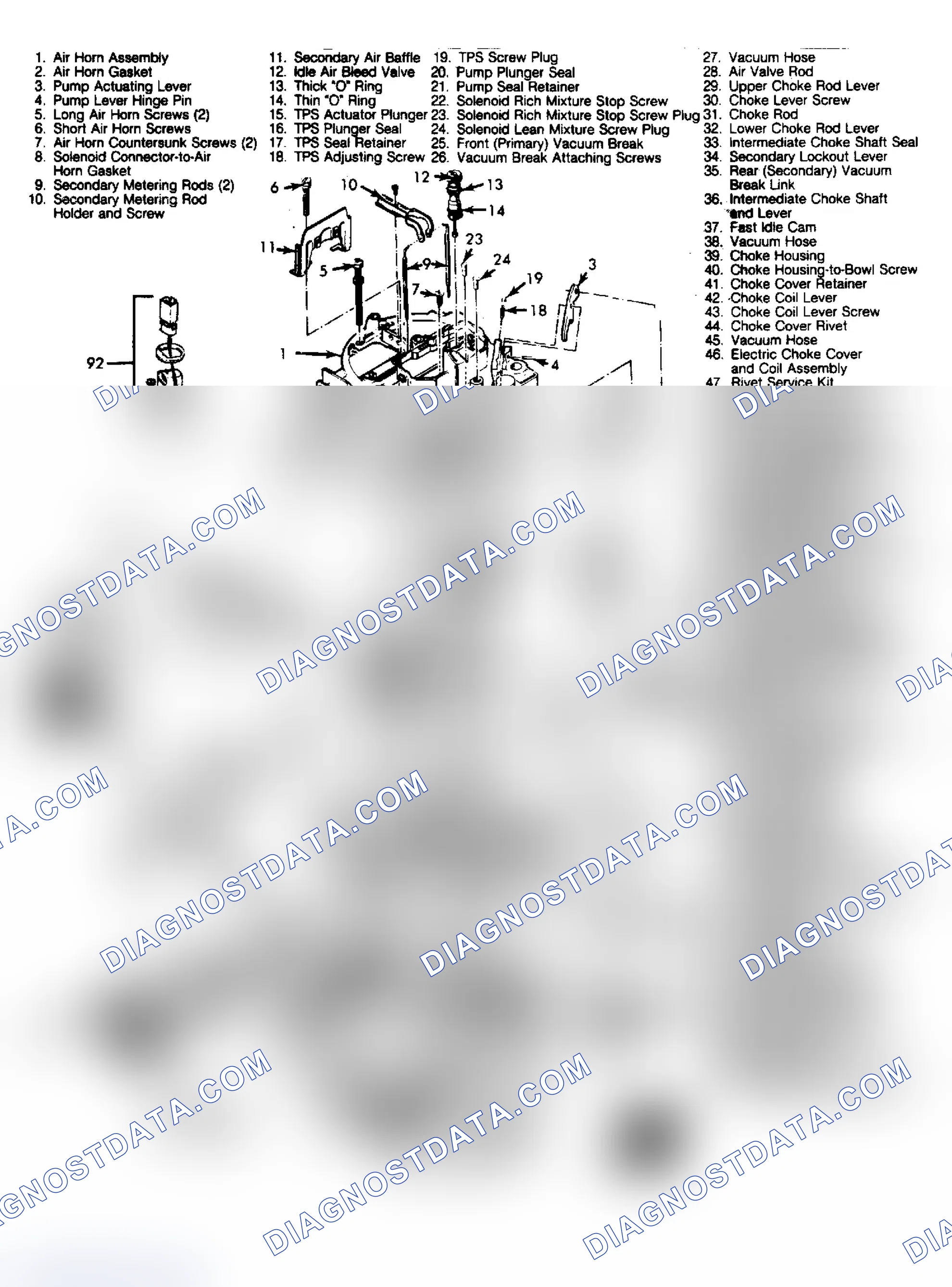 Scheme 20: Exploded View of Rochester Model E4ME and E4MED 4-Barrel Carburetor